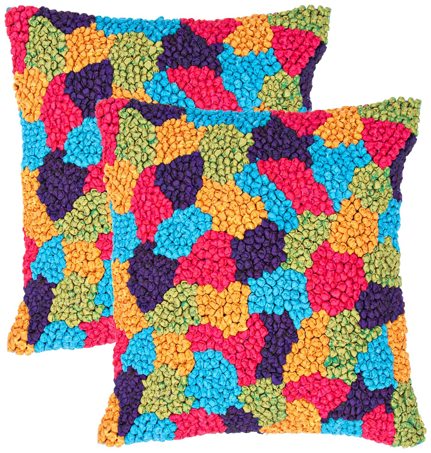 Textural Turquoise Multi Knots 18" Square Throw Pillow