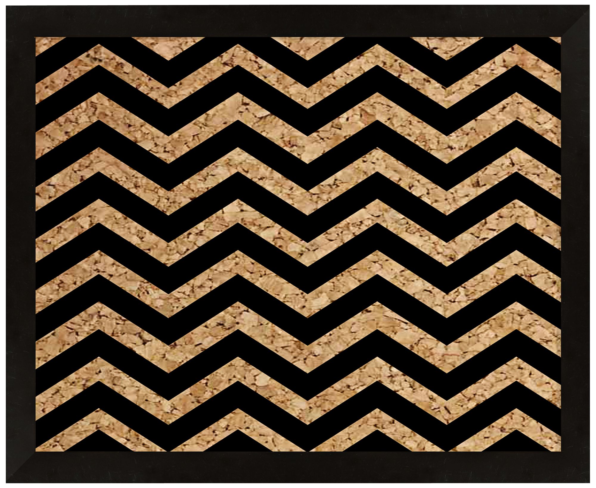 Black Chevron Silkscreened 22" Wide Corkboard