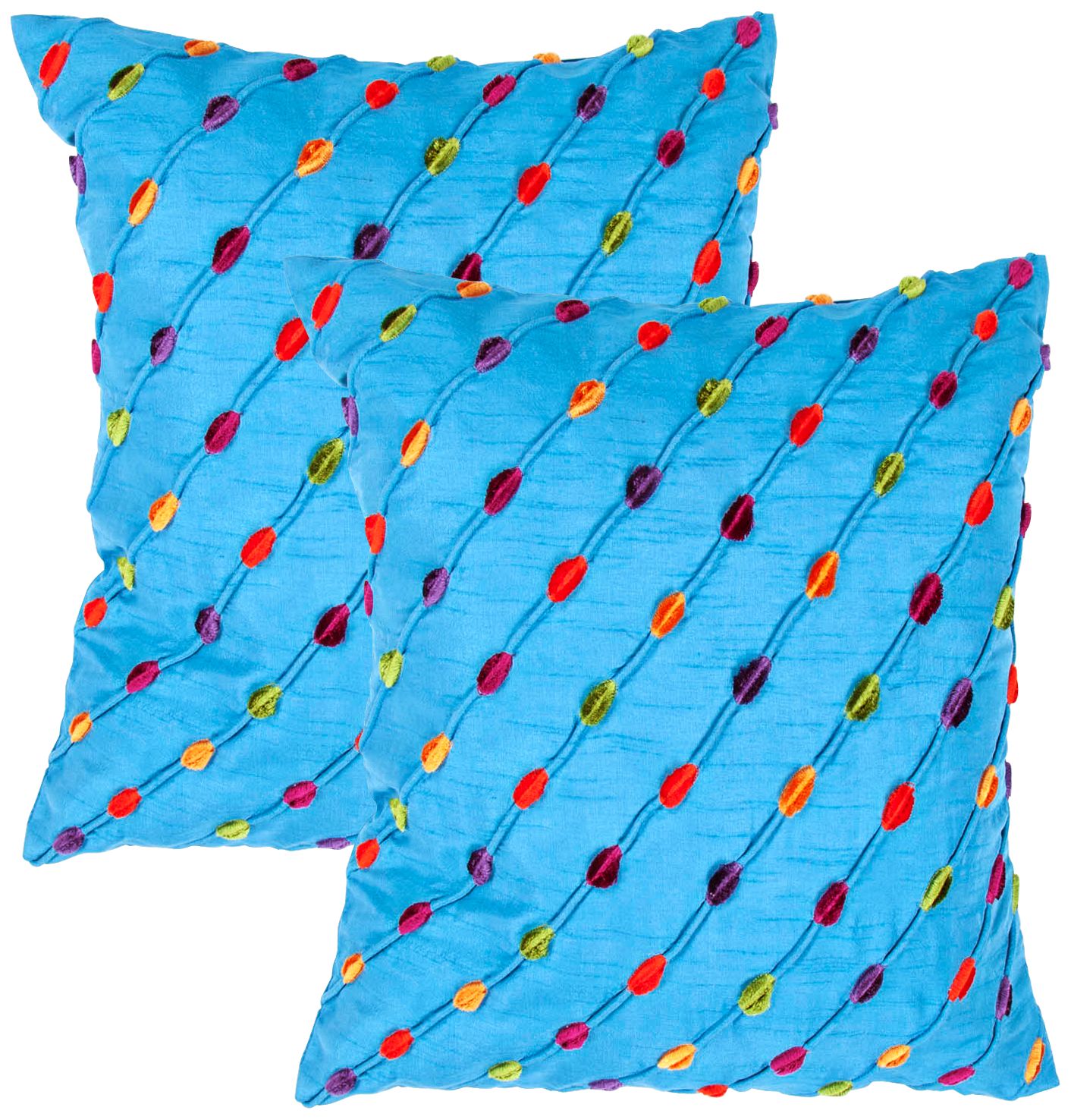 Textural Turquoise Multi 18" Poly-Silk Throw Pillow