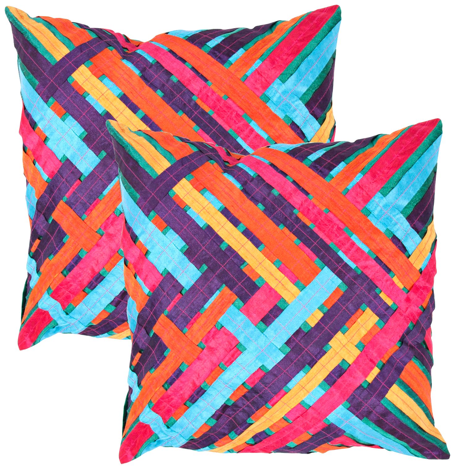 Textural Ribbons Multi 18" Square Throw Pillow