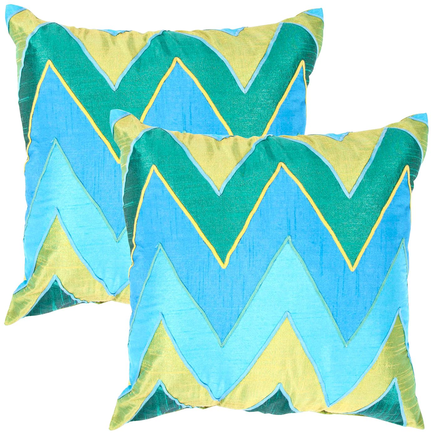 Textural Jade Chevron 18" Square Throw Pillow