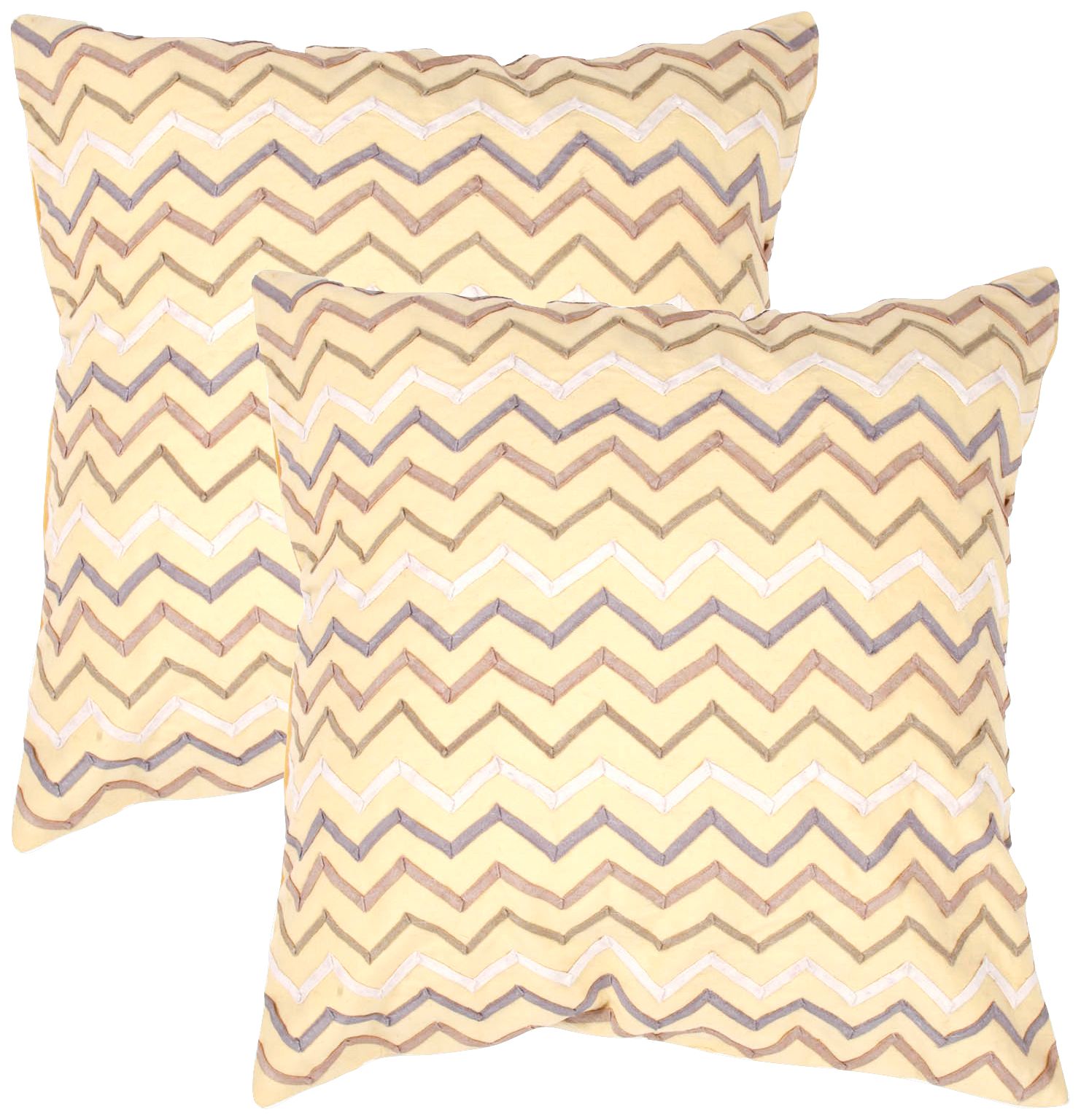 Tribal Textural Citrine Zigzag 18" Square Throw Pillow