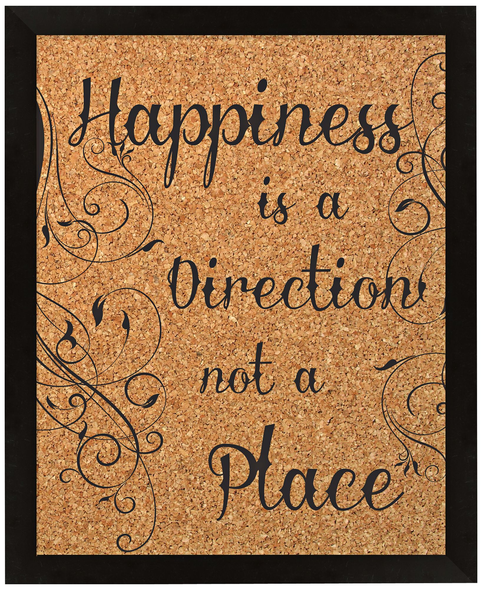 Happiness Silkscreened 22" Wide Corkboard