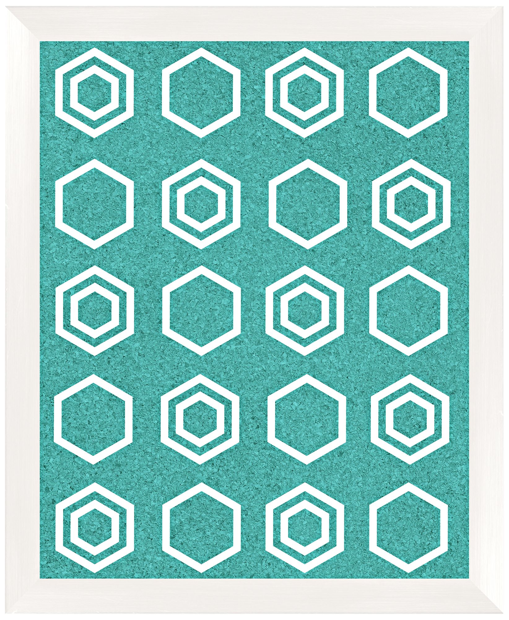 White Geometric Pattern Silkscreened 22" Wide Corkboard