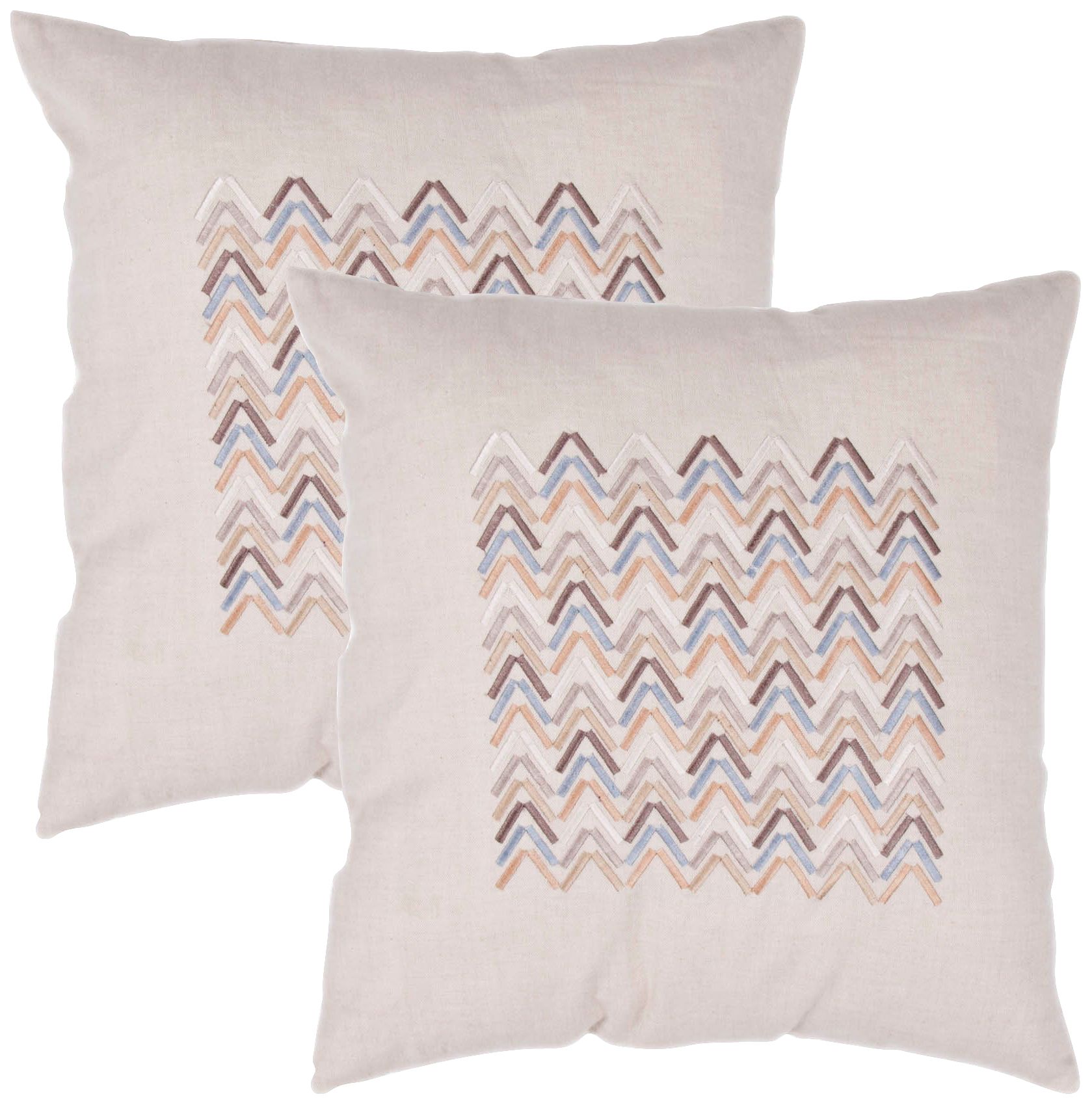 Tribal Textural Flax Zigzag 18" Cotton Throw Pillow