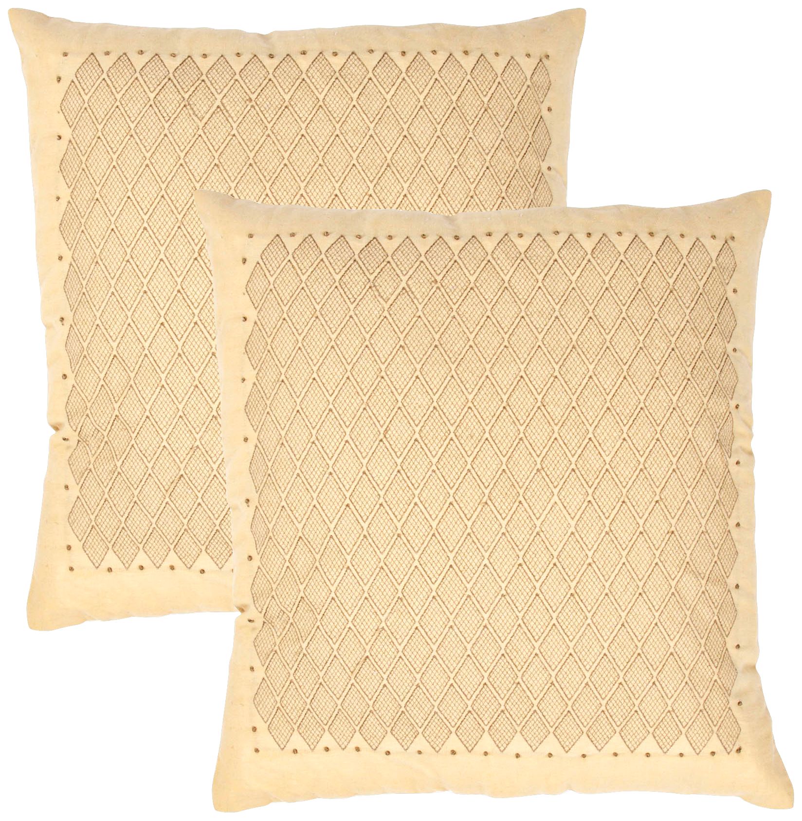 Tribal Textural Citrine 18" Square Cotton Throw Pillow