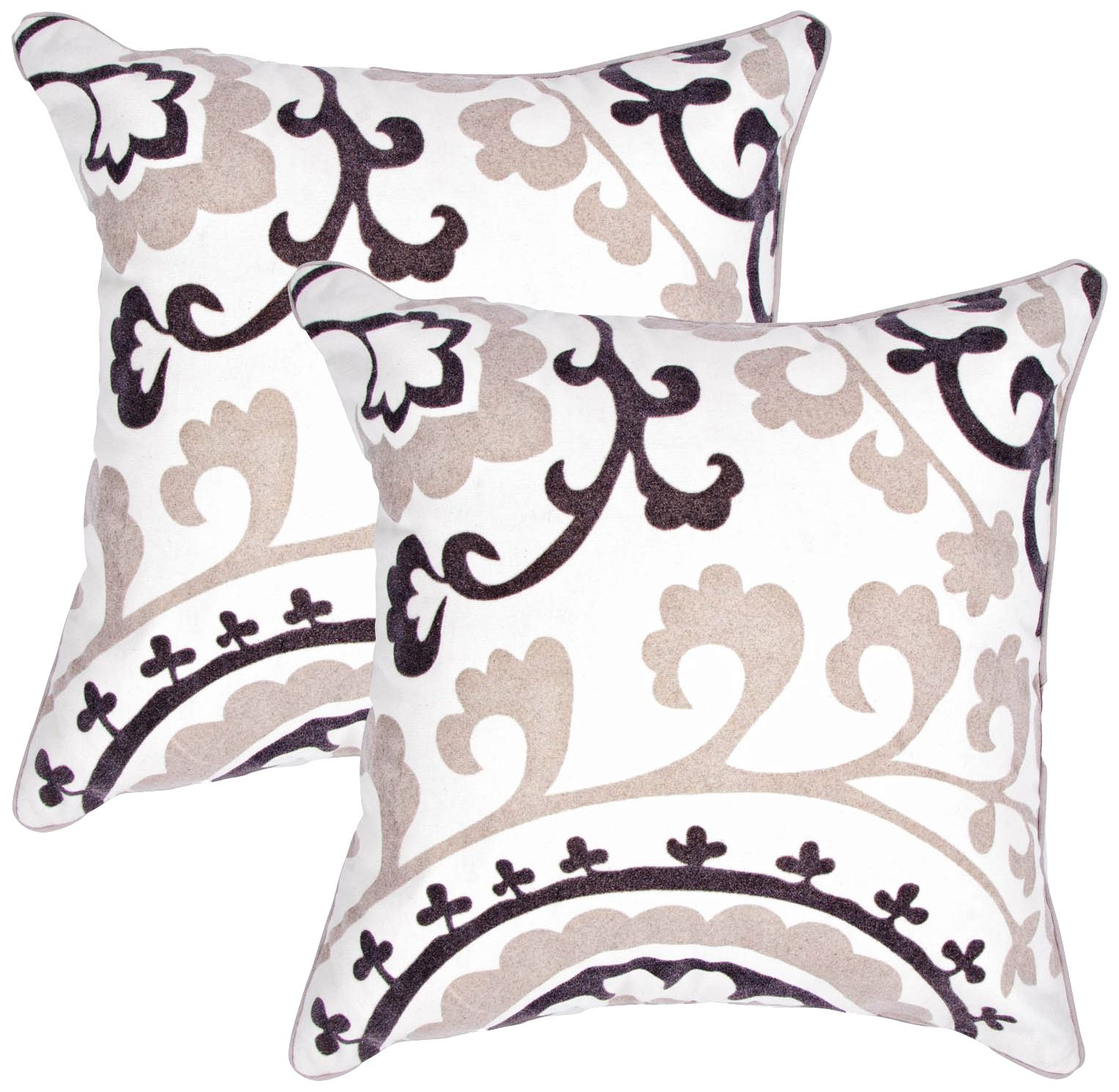 Suzani Textural Charcoal Gray 18" Square Throw Pillow
