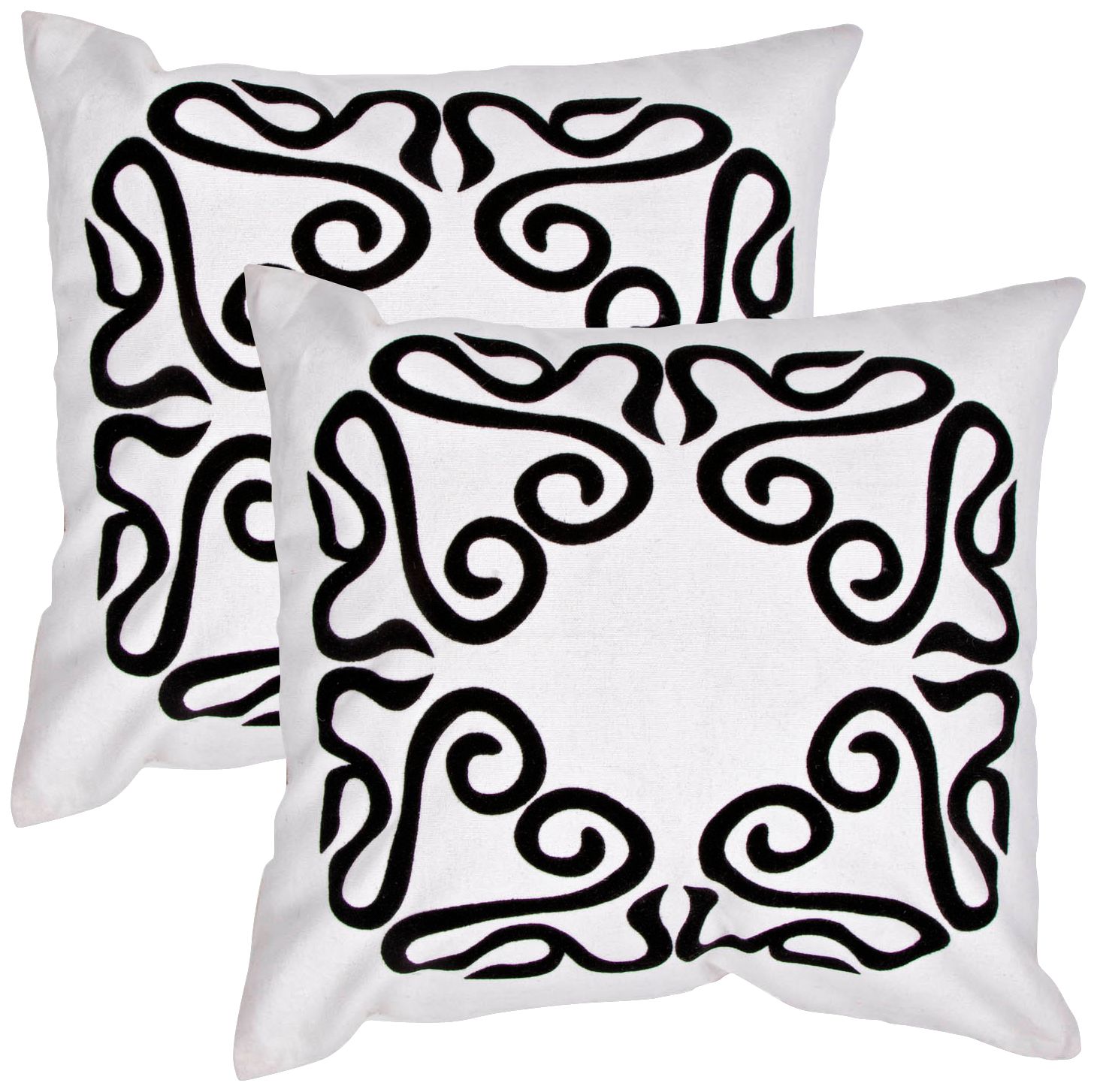Suzani Textural Black on Cream 18" Square Throw Pillow