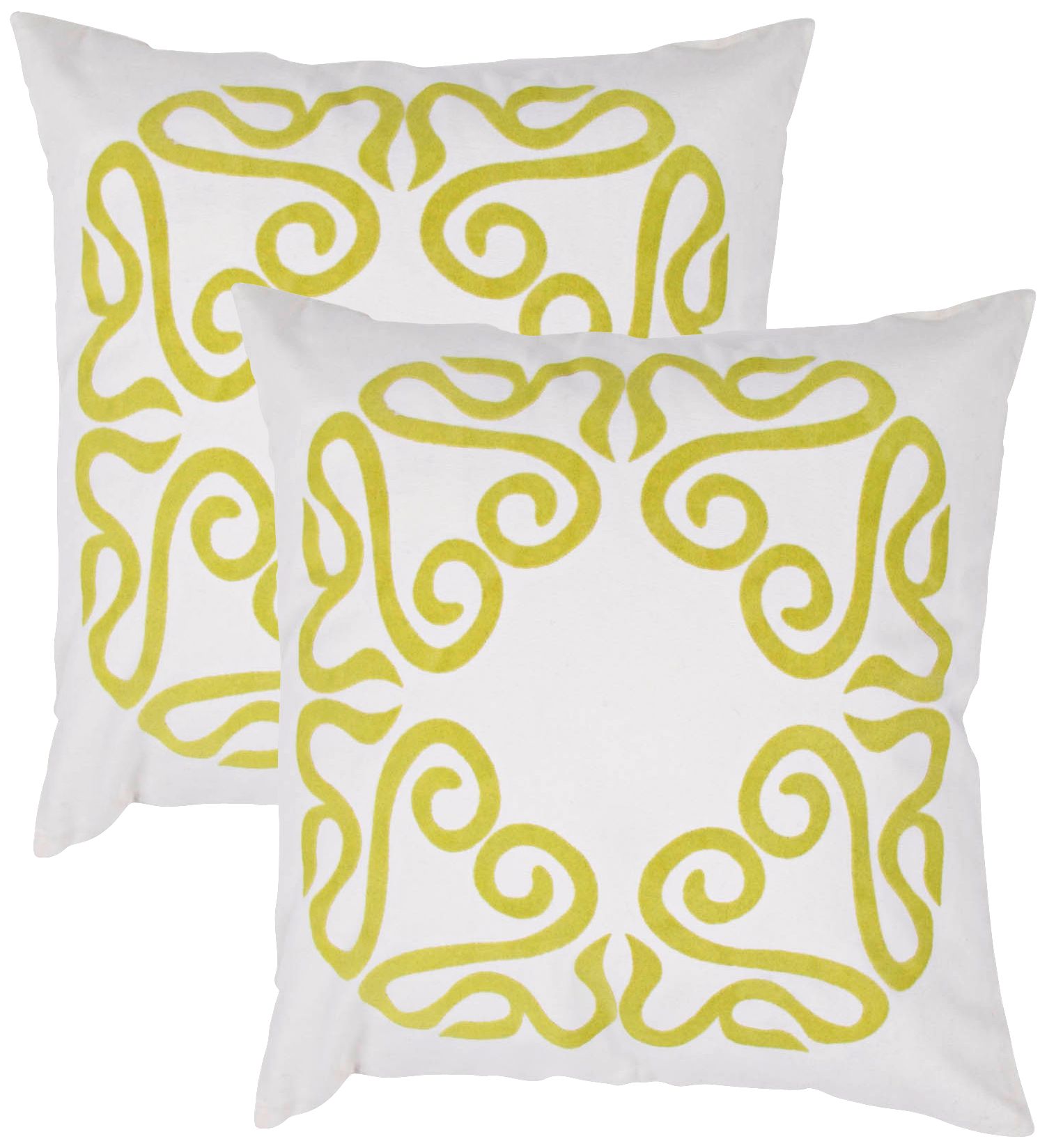 Suzani Textural Lime on Cream 18" Square Throw Pillow