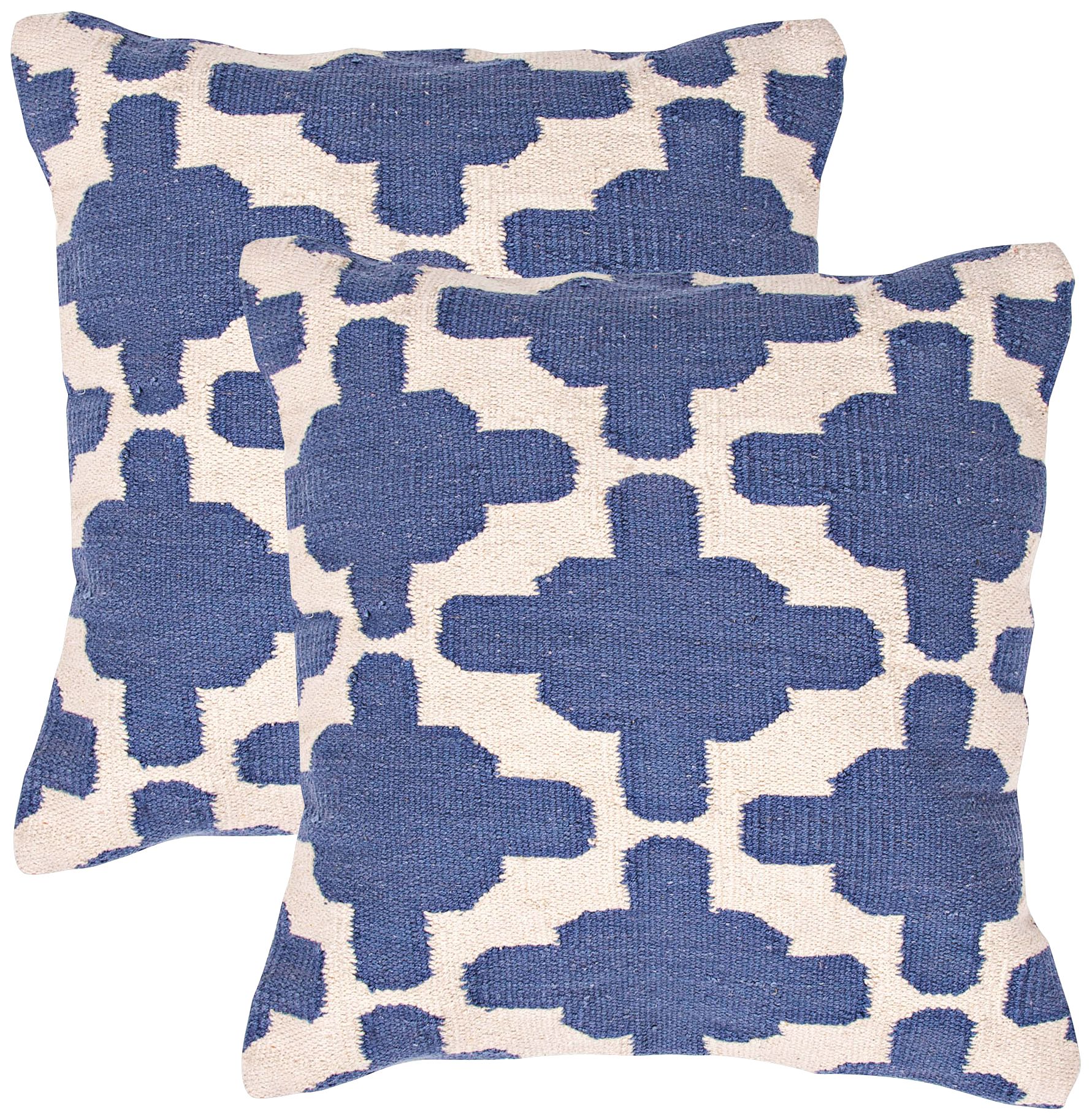 Cadiz Textural Denim Blue and Cream 18" Throw Pillow