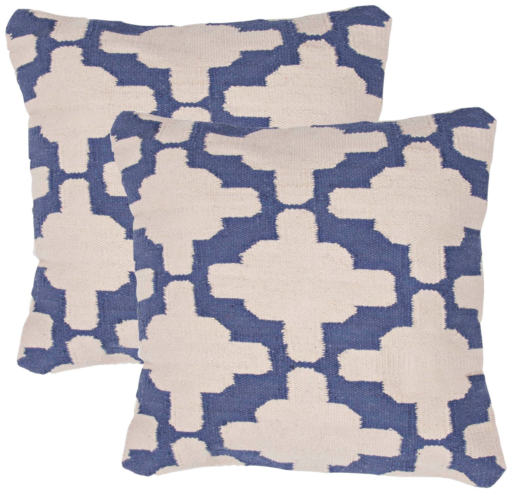 Cadiz Textural Cream and Denim Blue 18" Throw Pillow