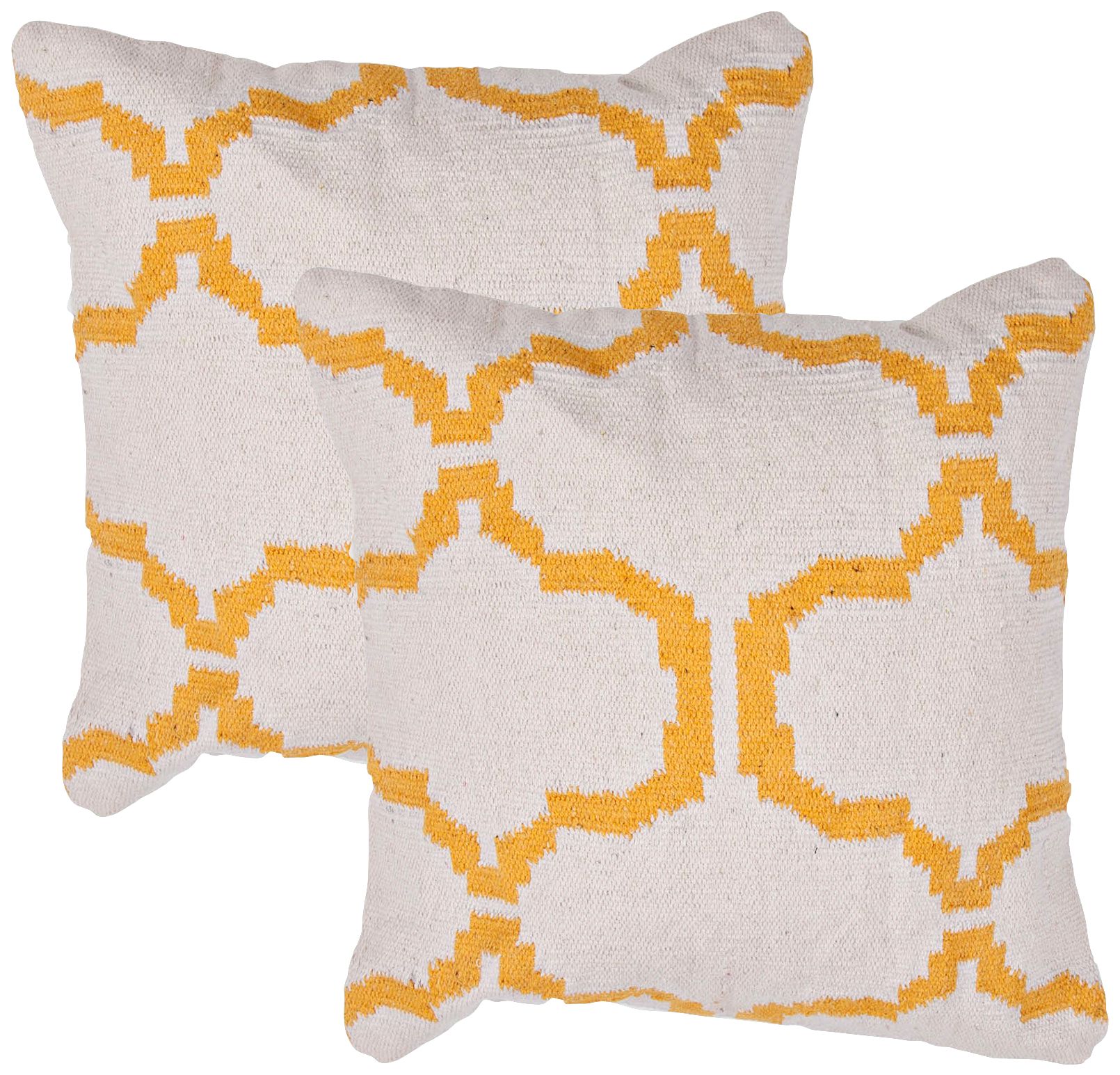 Cadiz Textural Cream and Mango 18" Square Throw Pillow