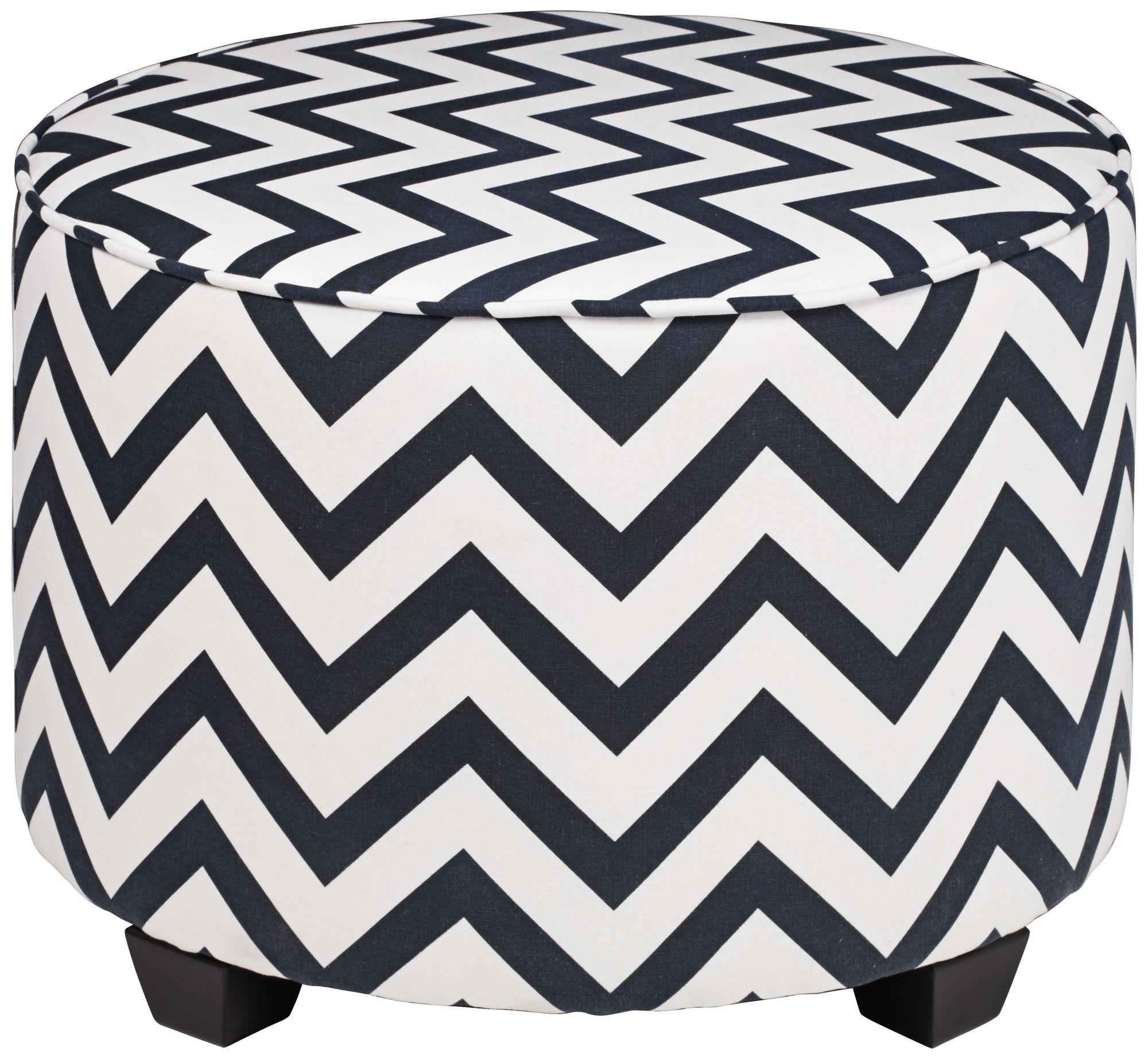 Edna Dark Blue Chevron Ottoman