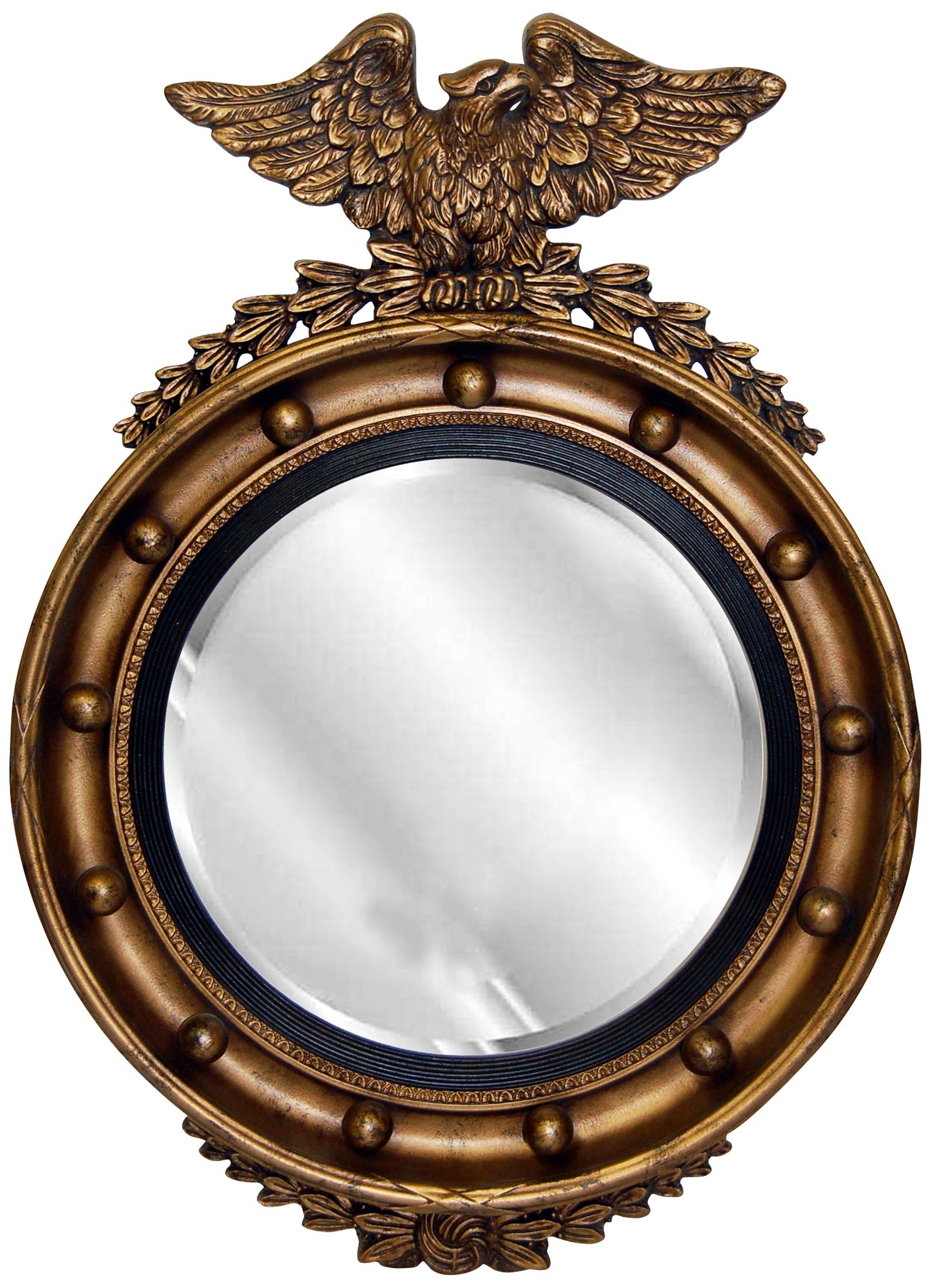 Eagle 25 1/2" High Tarnished Gold Round Wall Mirror