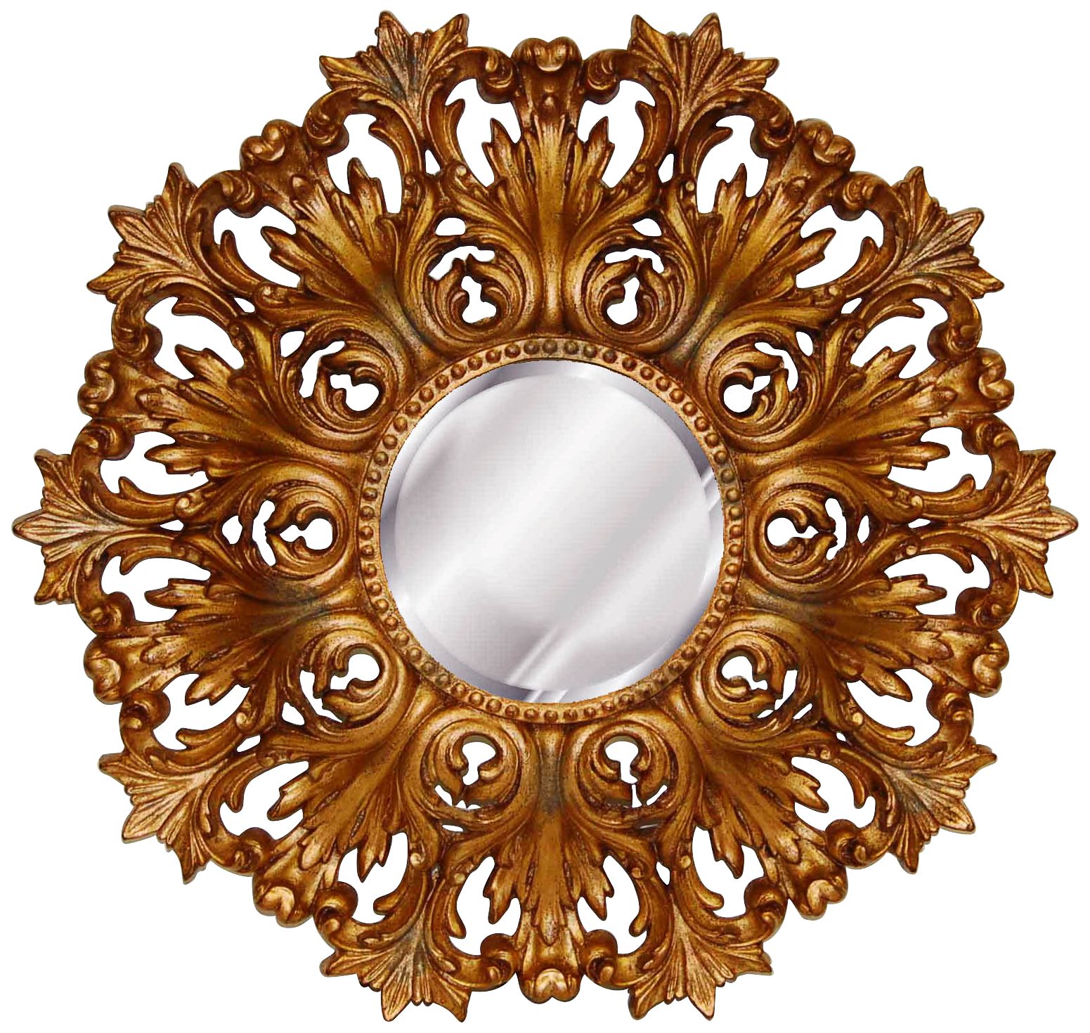 Rococo 25" High Flourishing Antique Gold Round Wall Mirror
