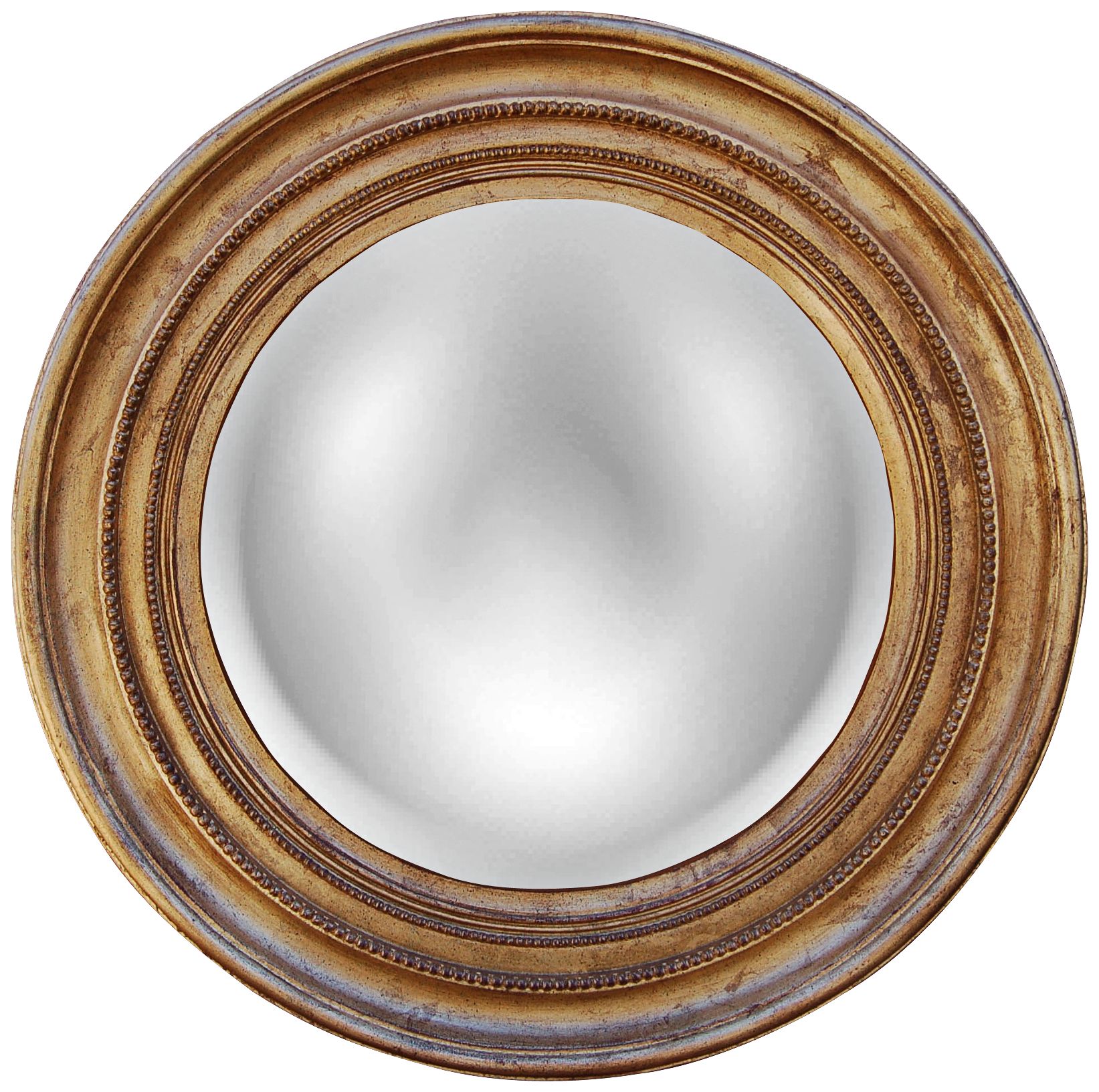 Maiden 25 1/4" High Gold Leaf Convex Round Wall Mirror