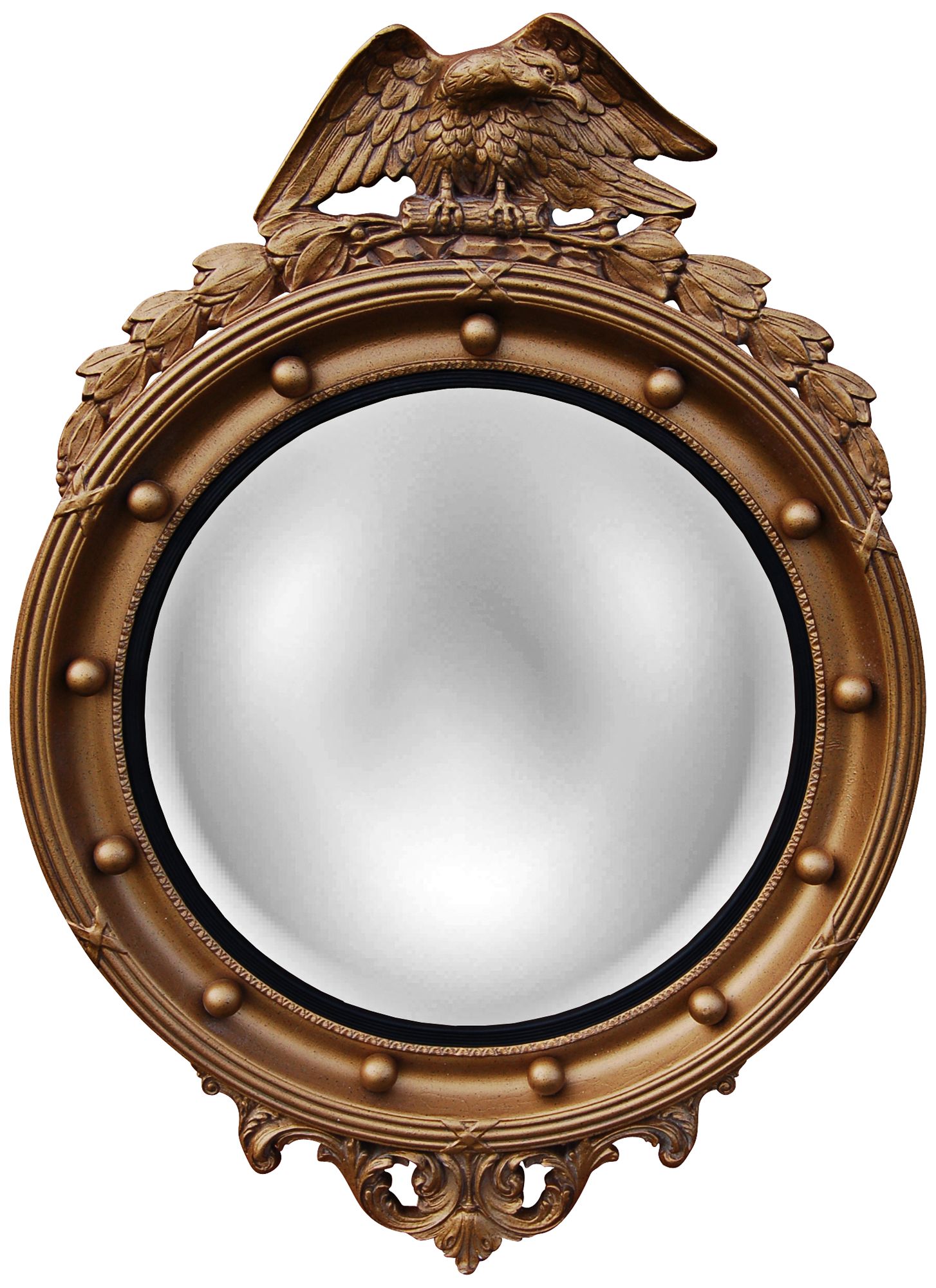 Regency Eagle 31" High Antique Gold Convex Wall Mirror