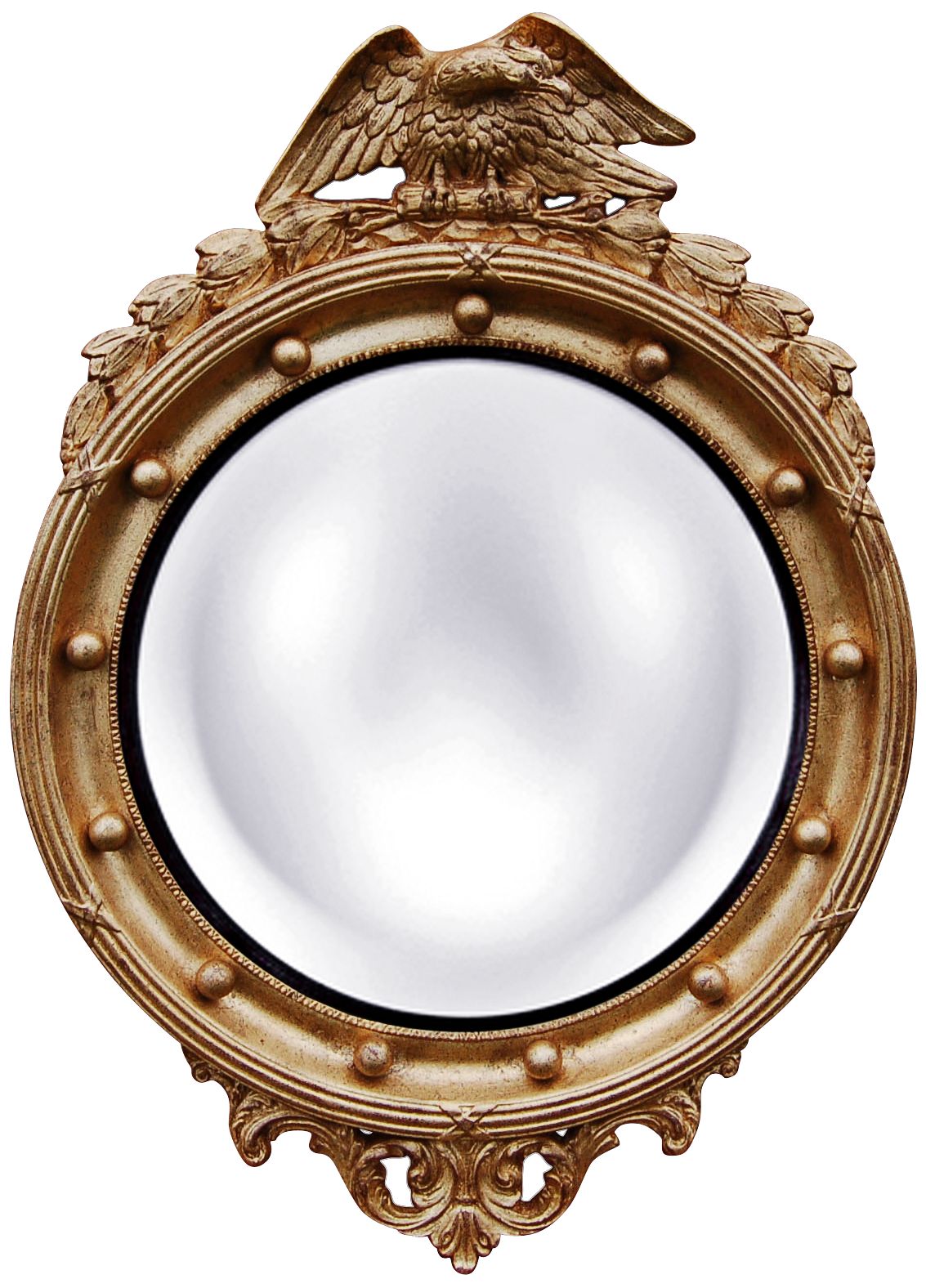 Regency Eagle 31" High Gold Leaf Convex Wall Mirror