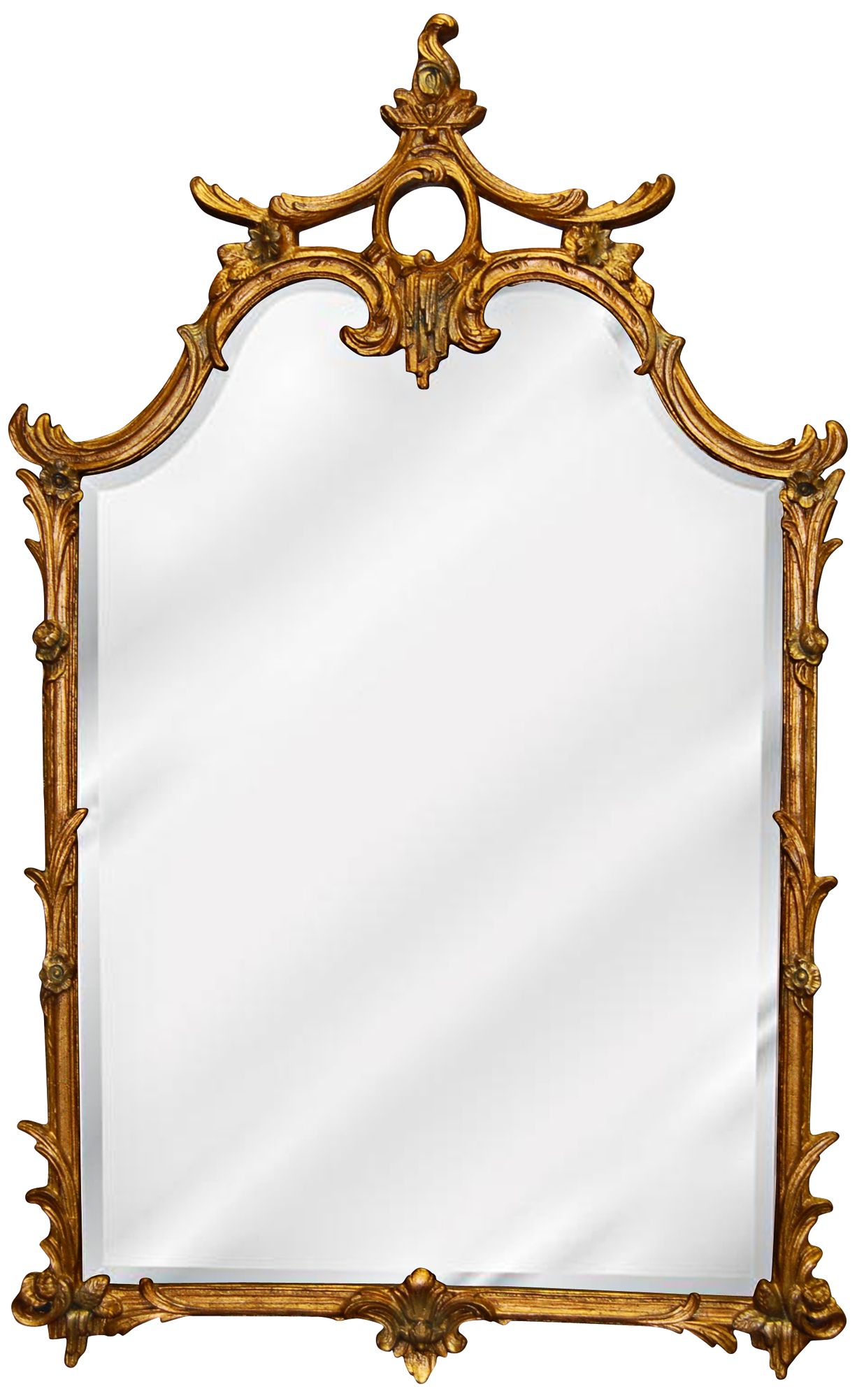 Chauncey 42" High Antiqued Gold Leaf Wall Mirror