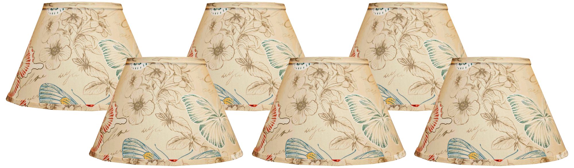 Set of 6 Colored Butterflies Lamp Shades 4x6x5.25 (Clip-On)