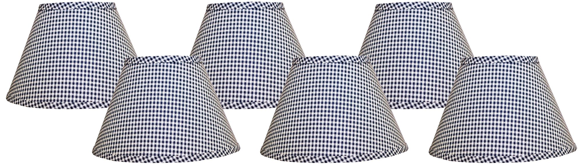 Set of 6 Indigo Gingham Lamp Shades 4x6x5.25 (Clip-On)
