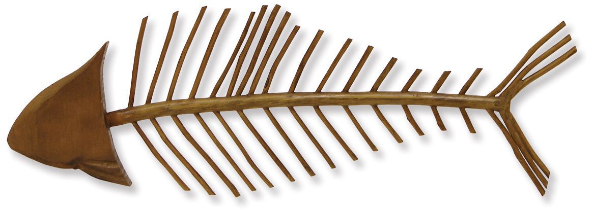 Large Bone Fish 30" Wide Acacia Wood Wall Art