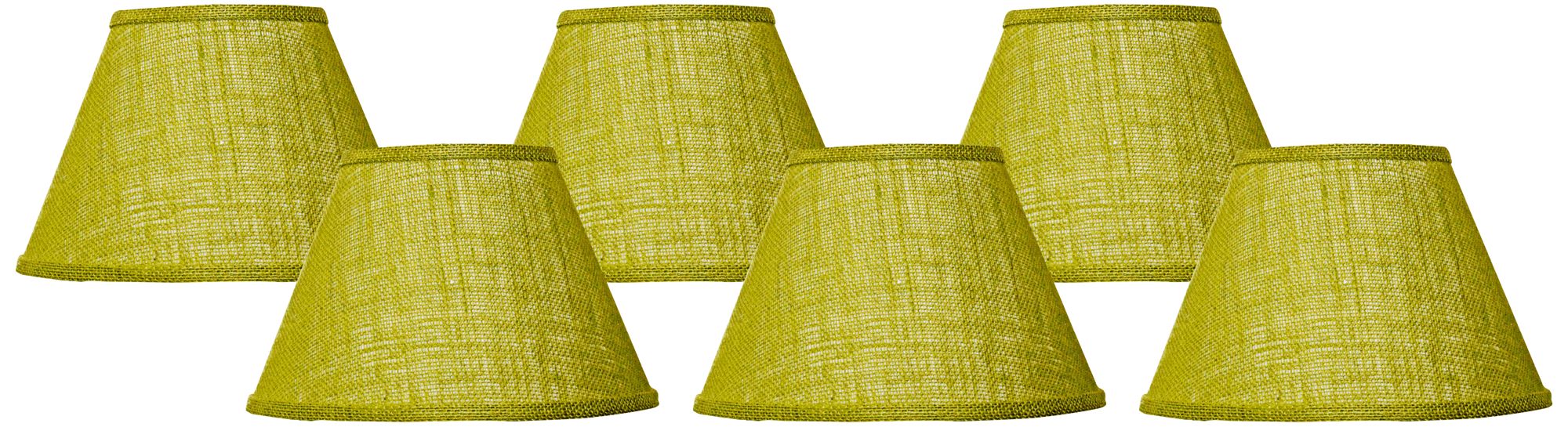 Set of 6 Avocado Green Burlap Lamp Shades 4x6x5.25 (Clip-On)
