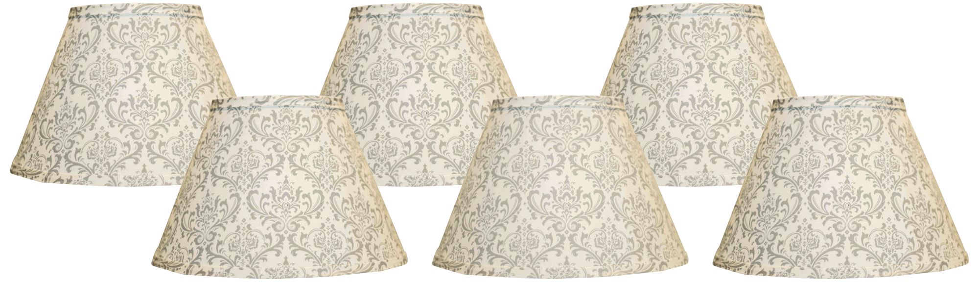 Set of 6 Gray Block Print Lamp Shades 4x6x5.25 (Clip-On)