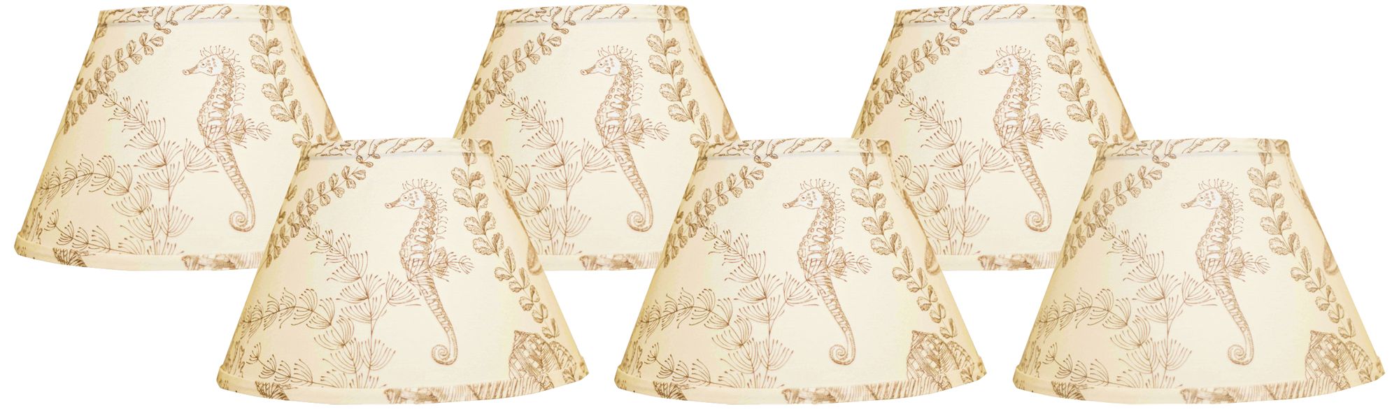 Set of 6 Tan Nautical Lamp Shades 4x6x5.25 (Clip-On)