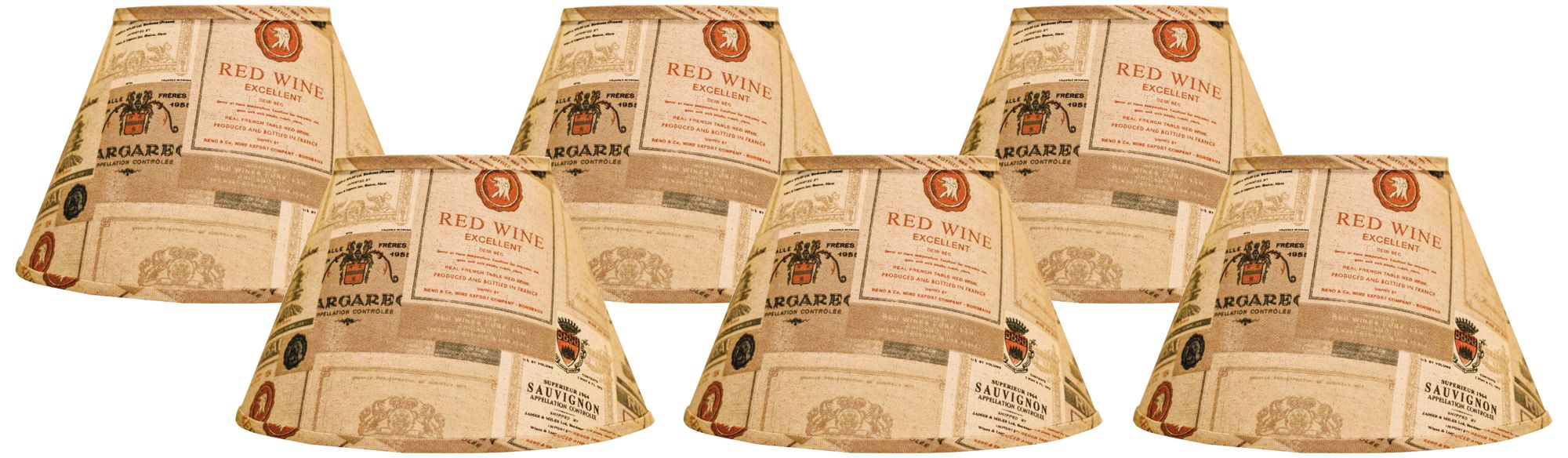 Set of 6 Wine Labels Lamp Shades 4x6x5.25 (Clip-On)