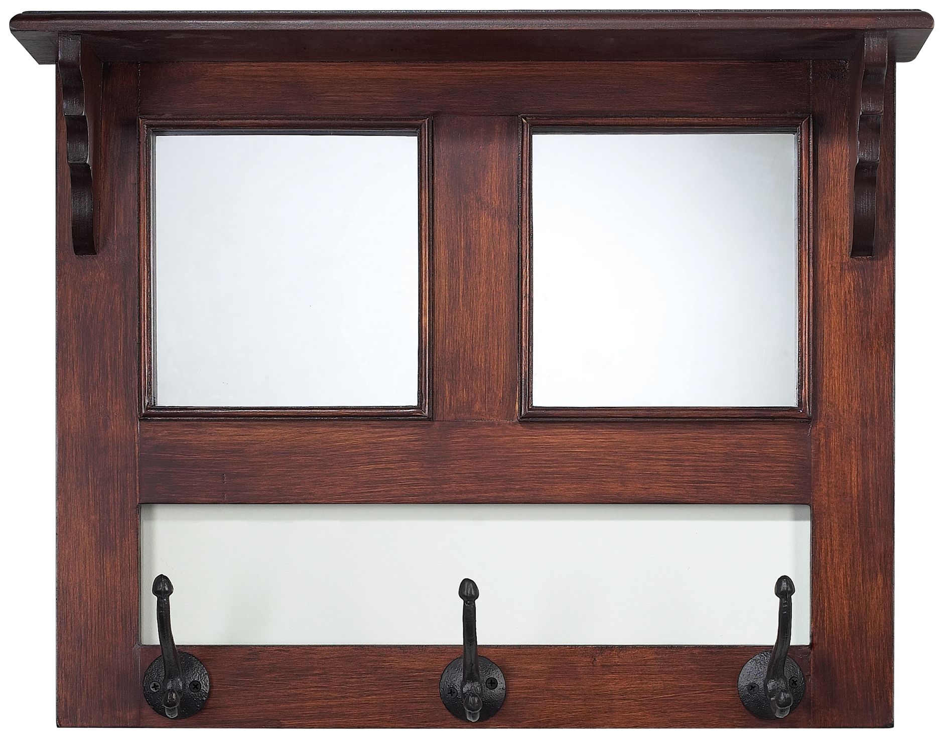 Mirror and Wood Coat Hanger Wall Hook