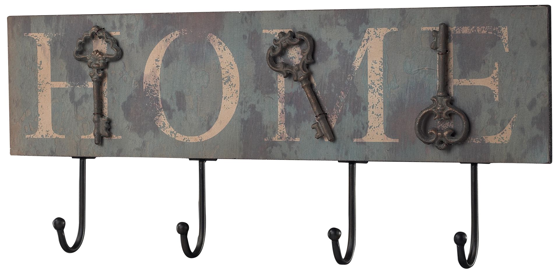 Decorative "Home" Plaque with Coat Hooks
