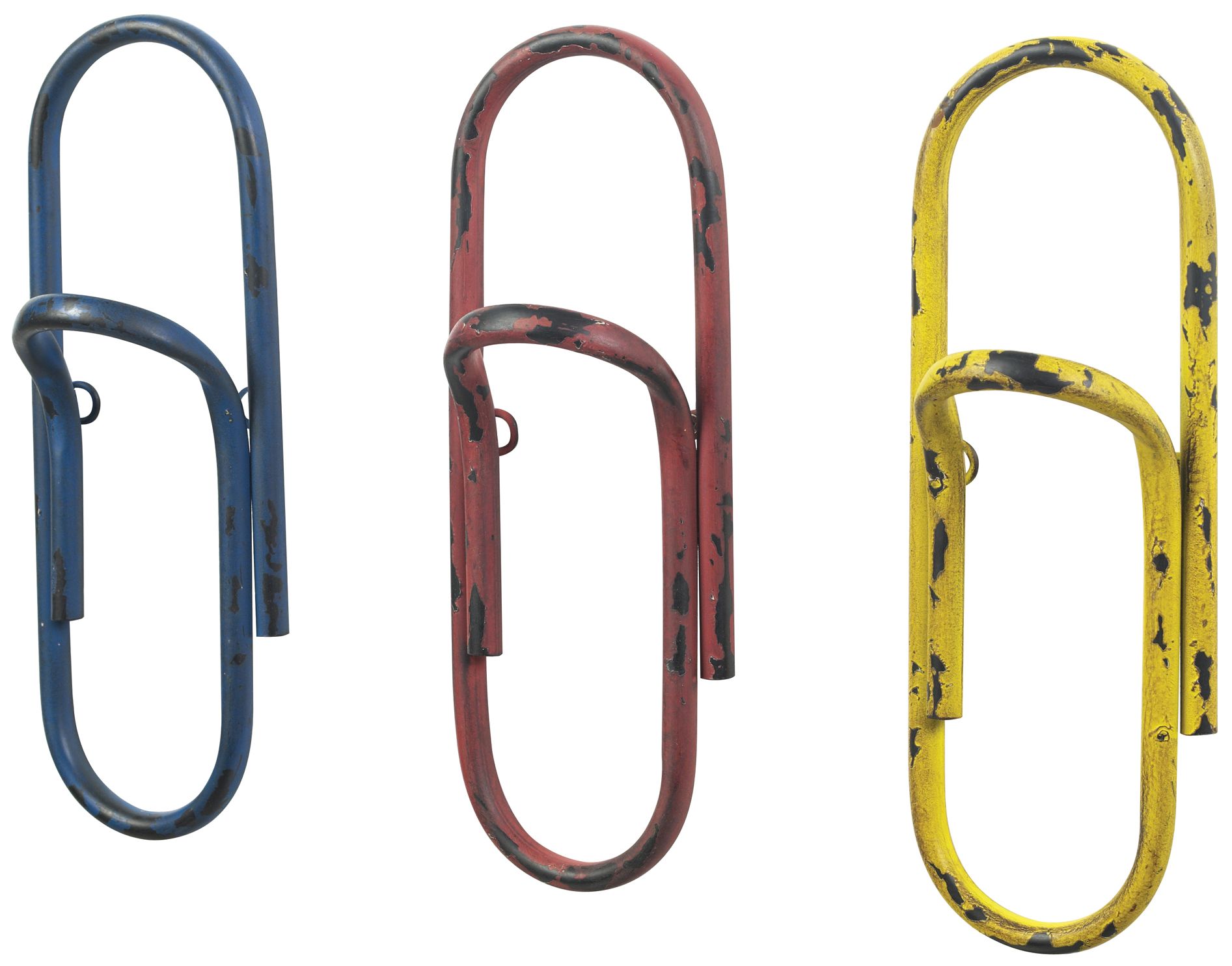 Set of 3 Paper Clip Office Wall Hooks
