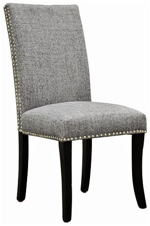 Set of 2 Charcoal Accent Nail Side Chairs