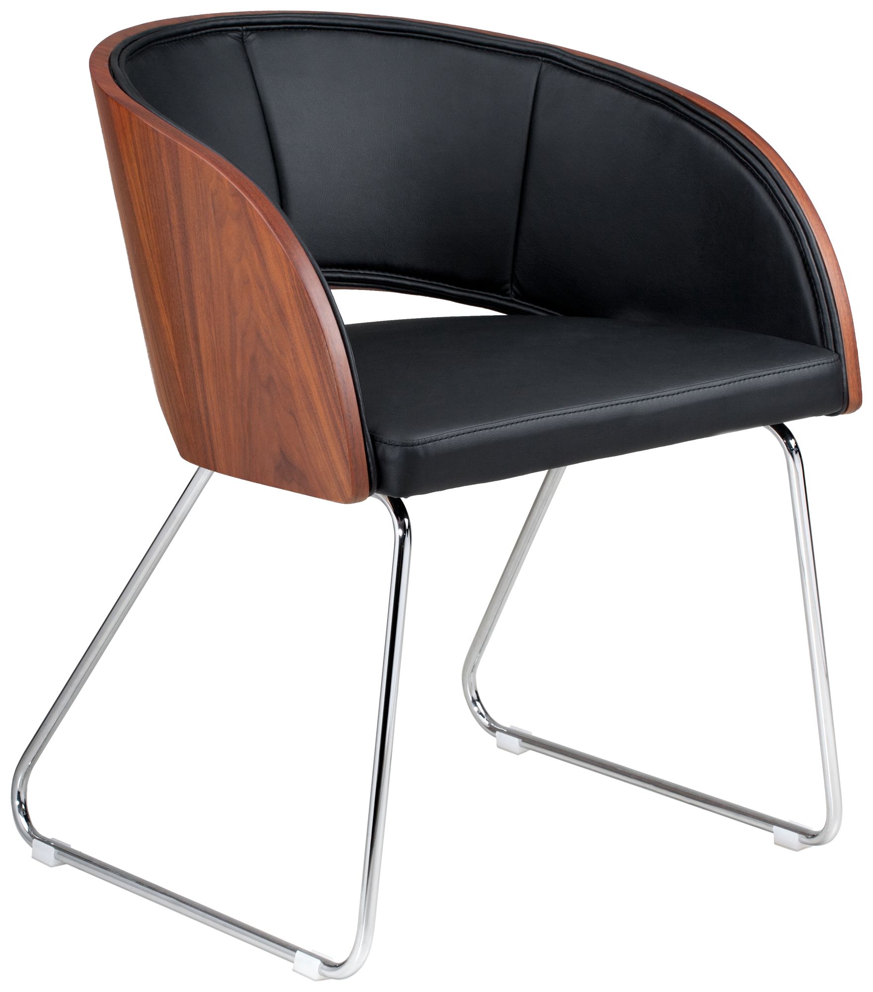 Kappa Modern Walnut and Black Club Chair