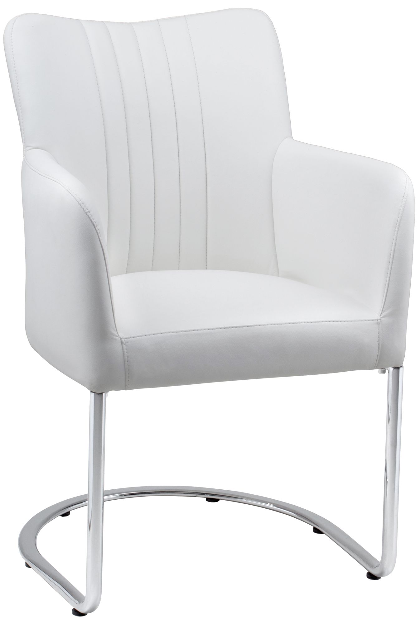Gallerie White Leatherette and Stainless Armchair