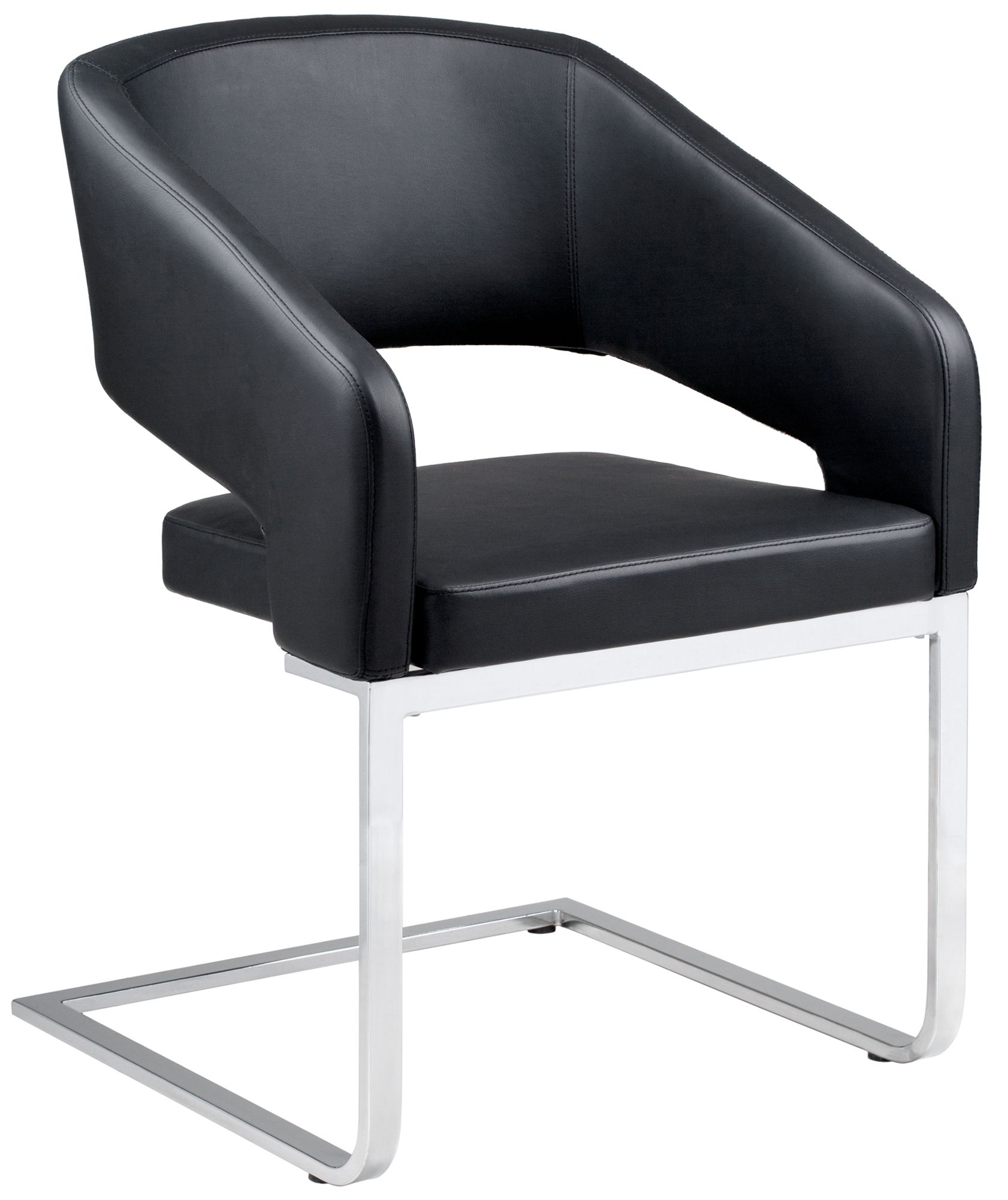 Folio Black Leatherette and Stainless Armchair