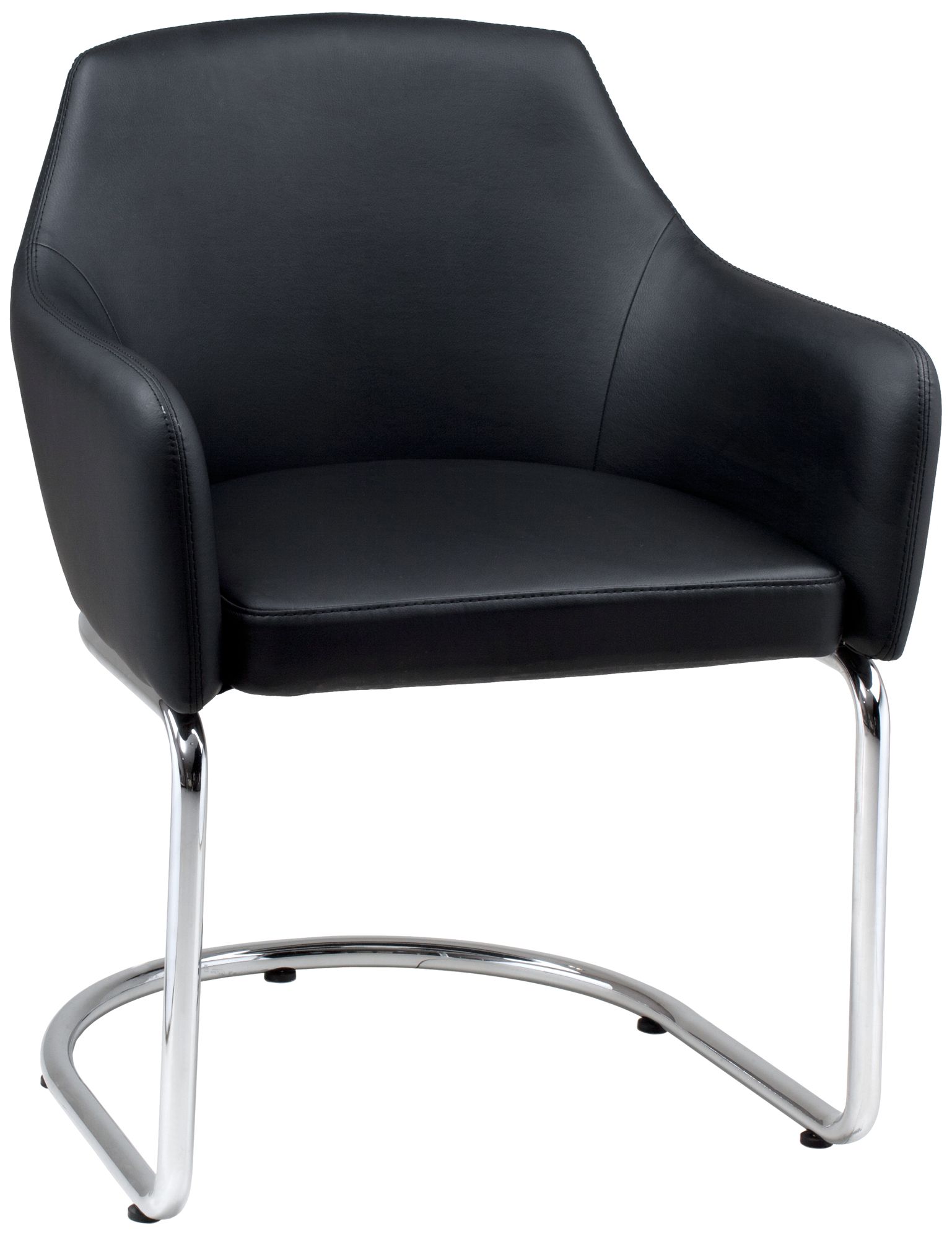 Salon Black Leatherette and Stainless Armchair