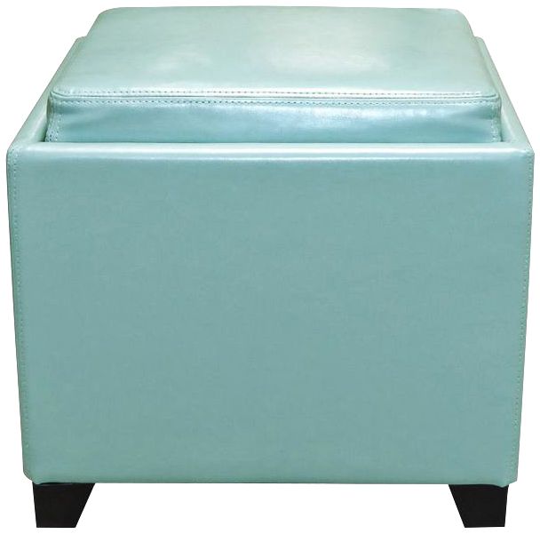 Adair Contemporary Blue Storage Ottoman with Tray