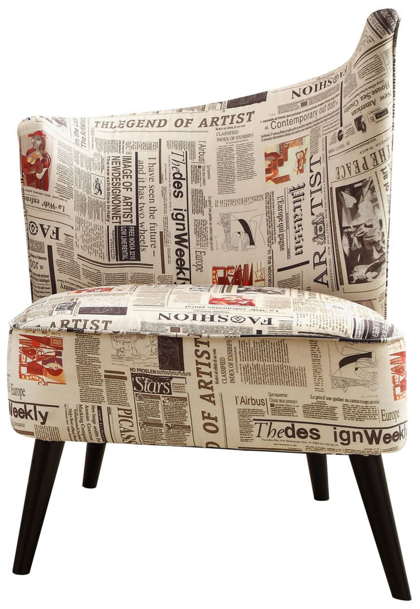 Flared Back Right Newspaper Accent Chair
