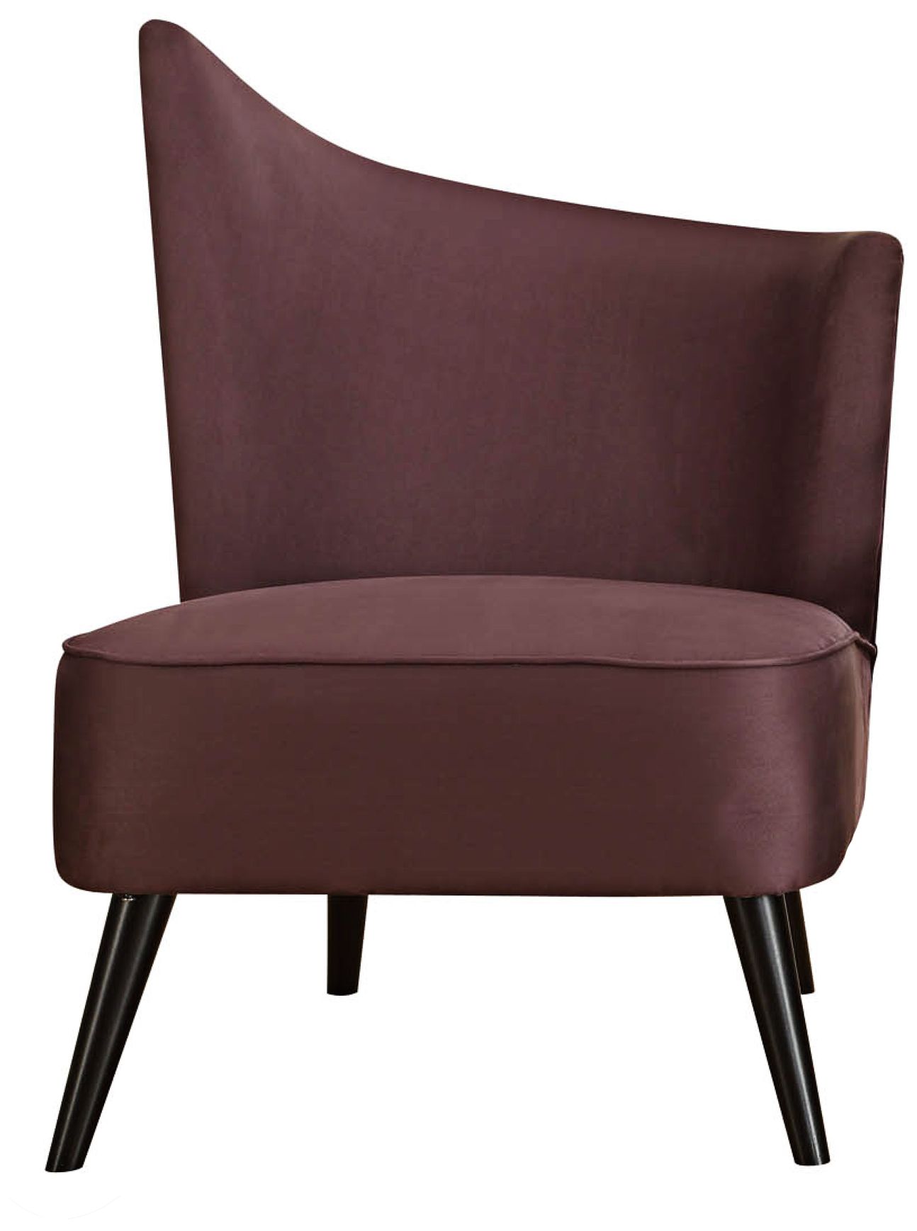 Flared Back Left Purple Microfiber Accent Chair