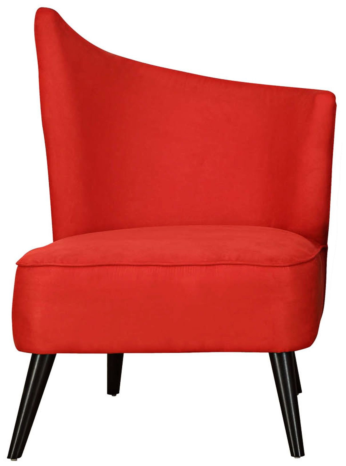 Flared Back Left Red Microfiber Accent Chair