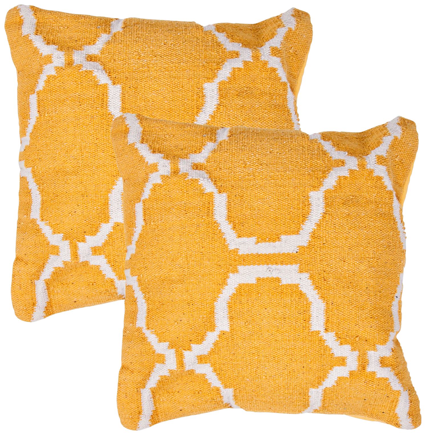 Cadiz Textural Mango and Cream 18" Square Throw Pillow