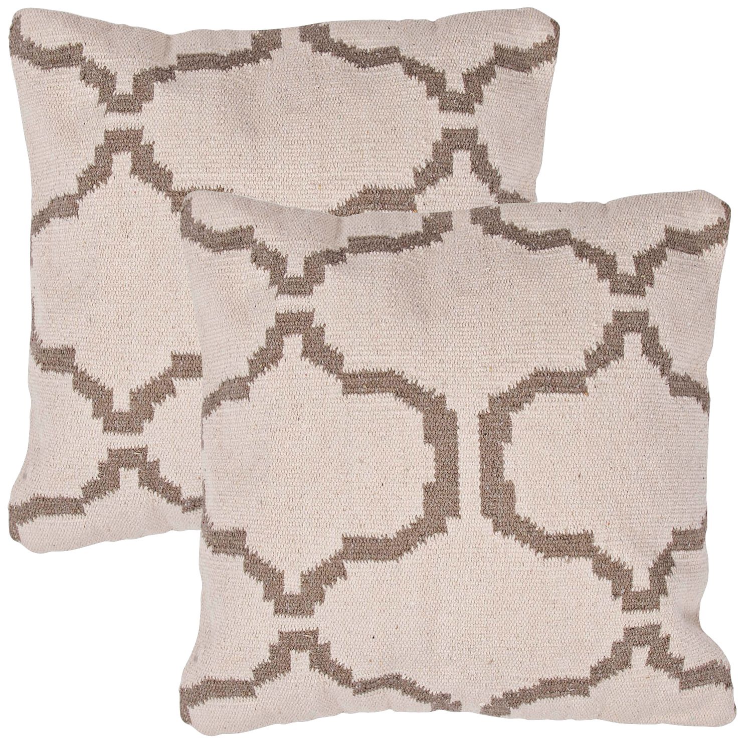 Cadiz Textural Cream and Khaki 18" Square Throw Pillow