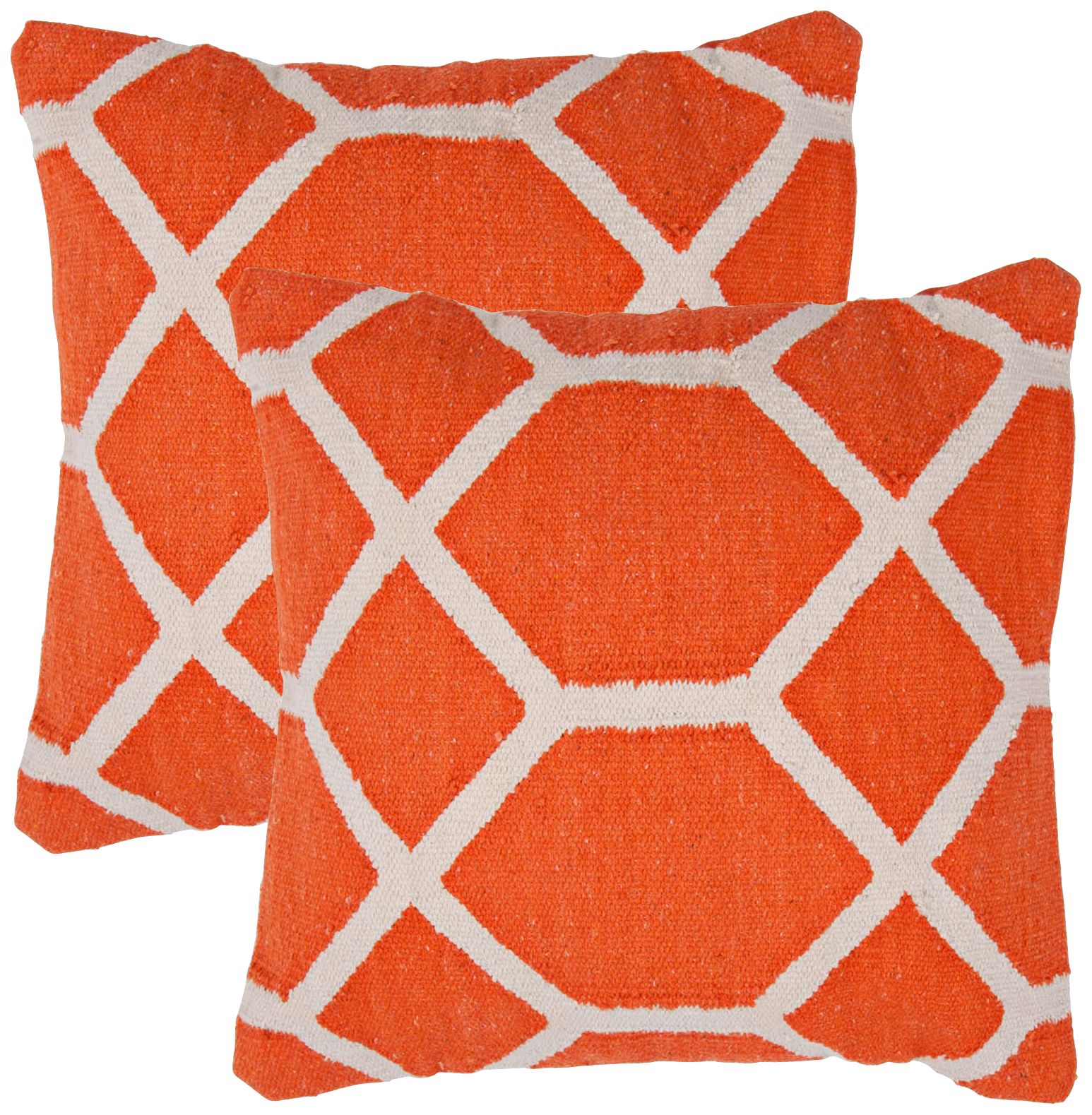 Cadiz Textural Orange and Cream 18" Square Throw Pillow