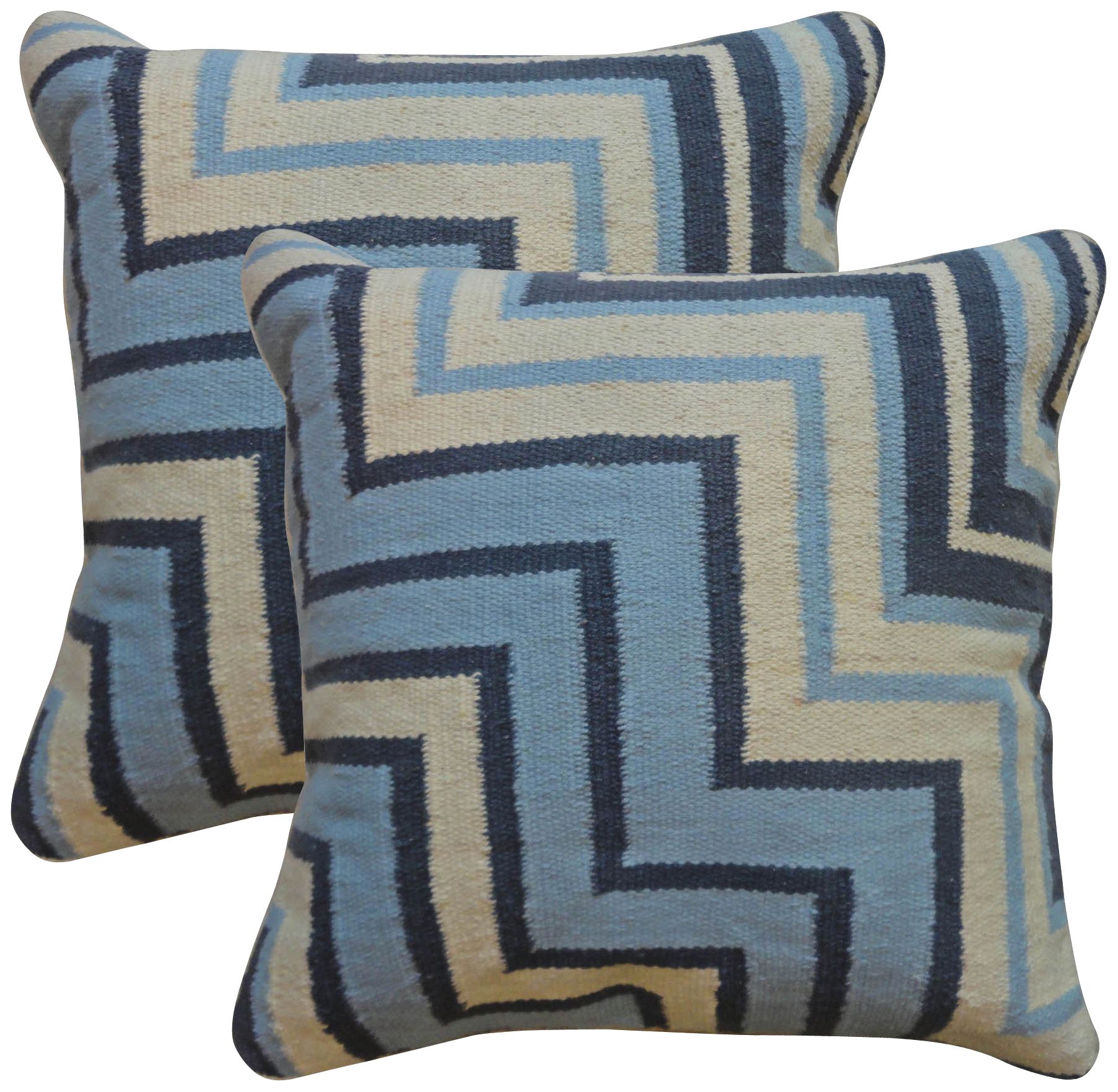 Cadiz Textural Denim Indigo and Cream 18" Throw Pillow