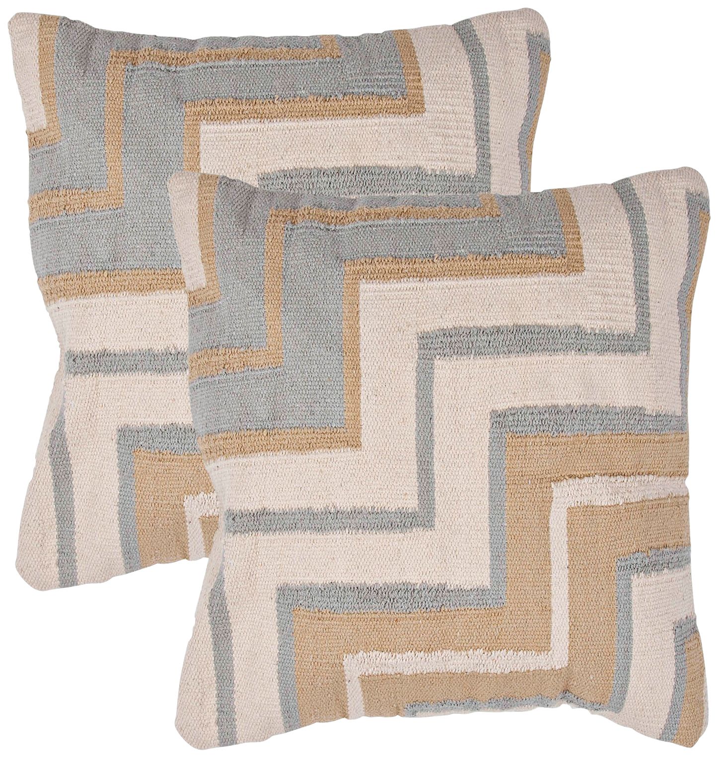 Cadiz Textural Cream and Blue 18" Square Throw Pillow