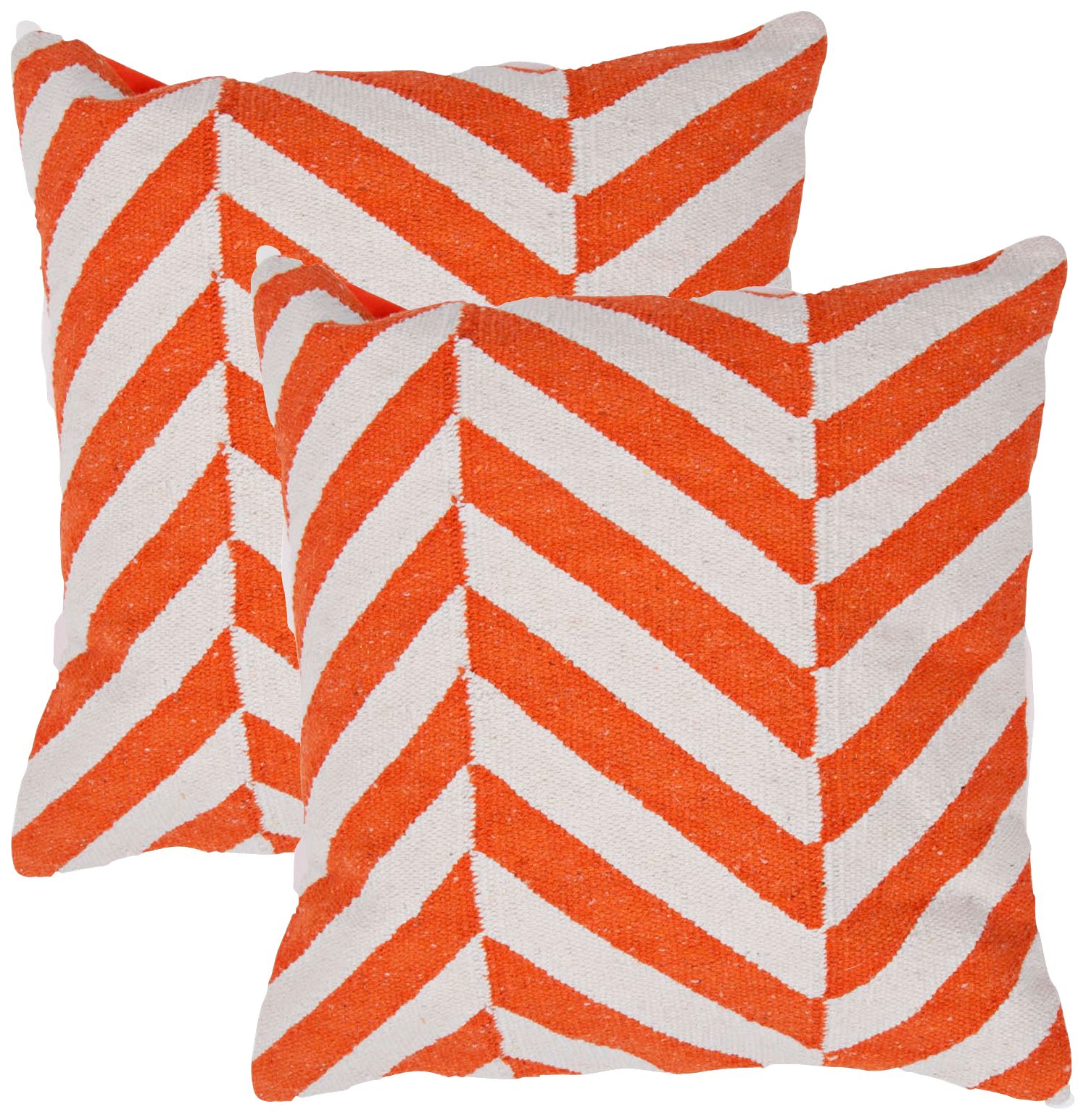 Cadiz Textural Cream and Orange 18" Square Throw Pillow