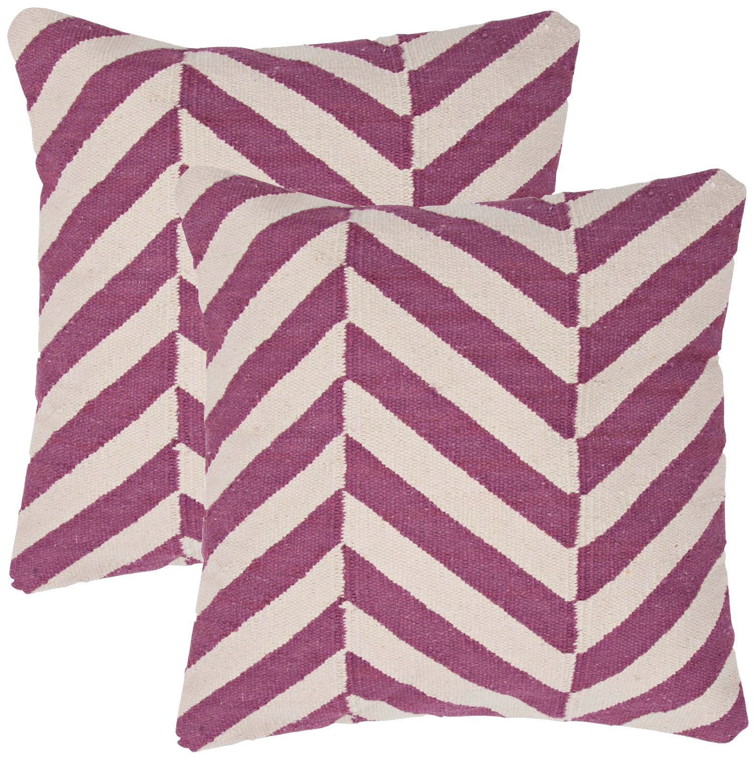 Cadiz Textural Cream and Amethyst 18" Throw Pillow
