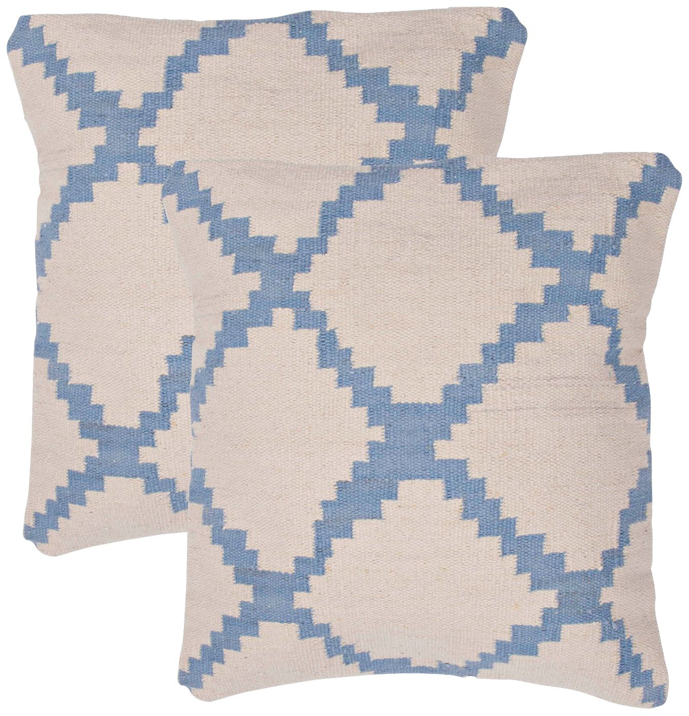 Cadiz Textural Ivory and Sky Blue 18" Throw Pillow